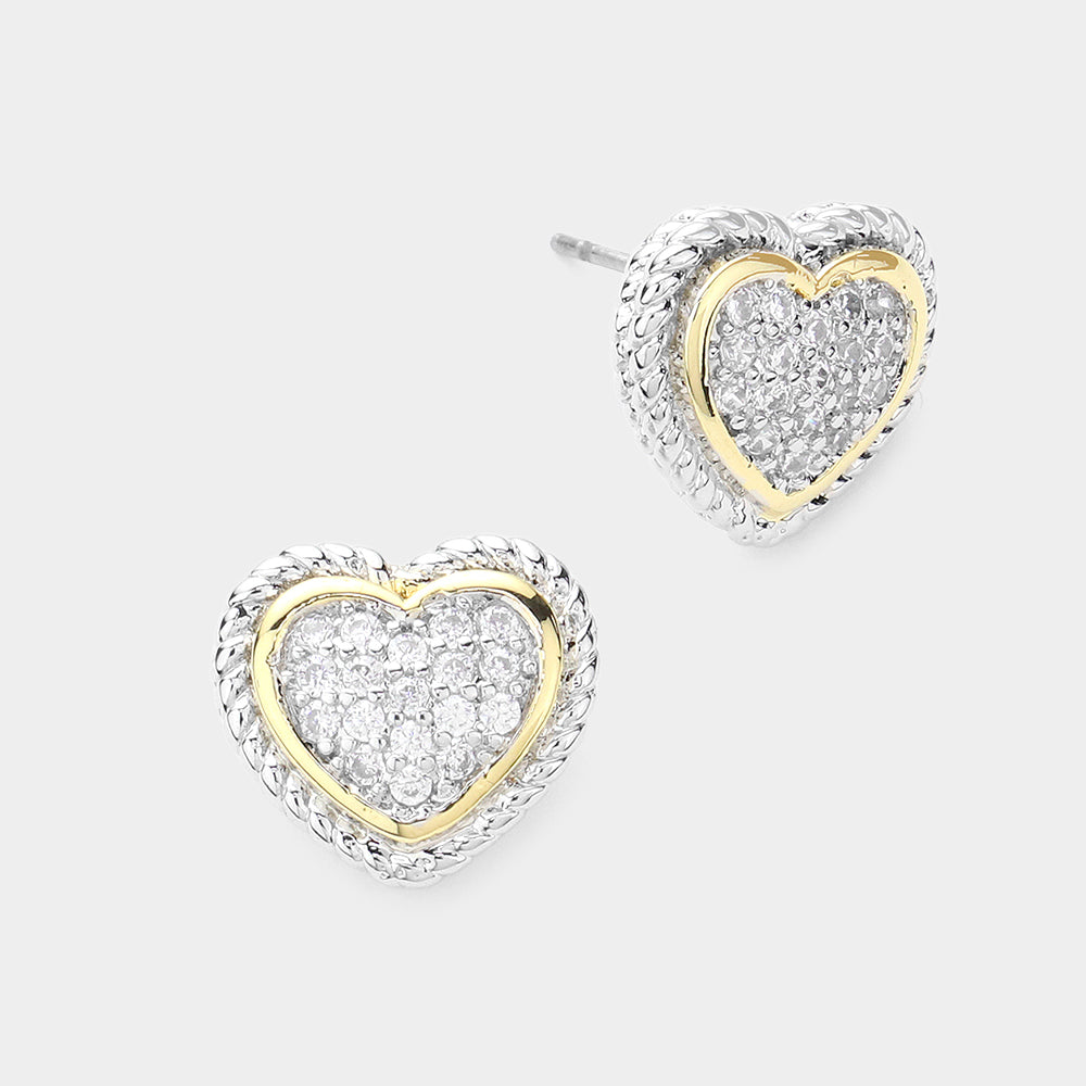 CZ Stone Heart Stud Earrings for Women - Sparkling Cubic Zirconia Jewelry Gift for Valentine's Day, Anniversary & Special Occasions | Perfect for Date Night, Party & Everyday Wear