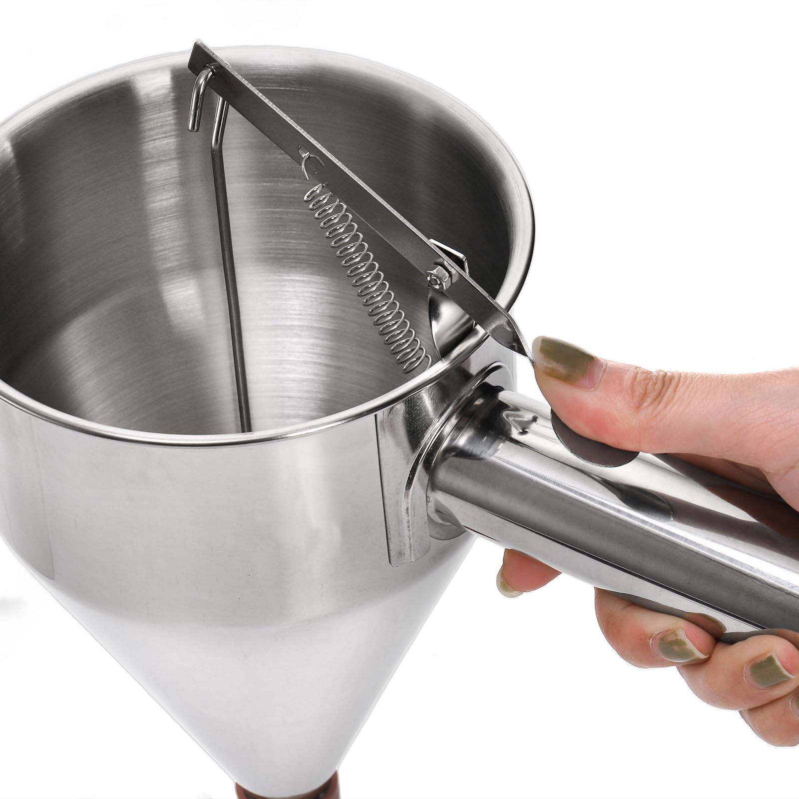 40 Oz Stainless Steel Pancake Batter Dispenser with Stand - 4 Caliber Funnel Cake Maker for Pancakes, Waffles, Muffins & Baked Goods | Perfect for Breakfast, Desserts & Commercial Kitchen Use