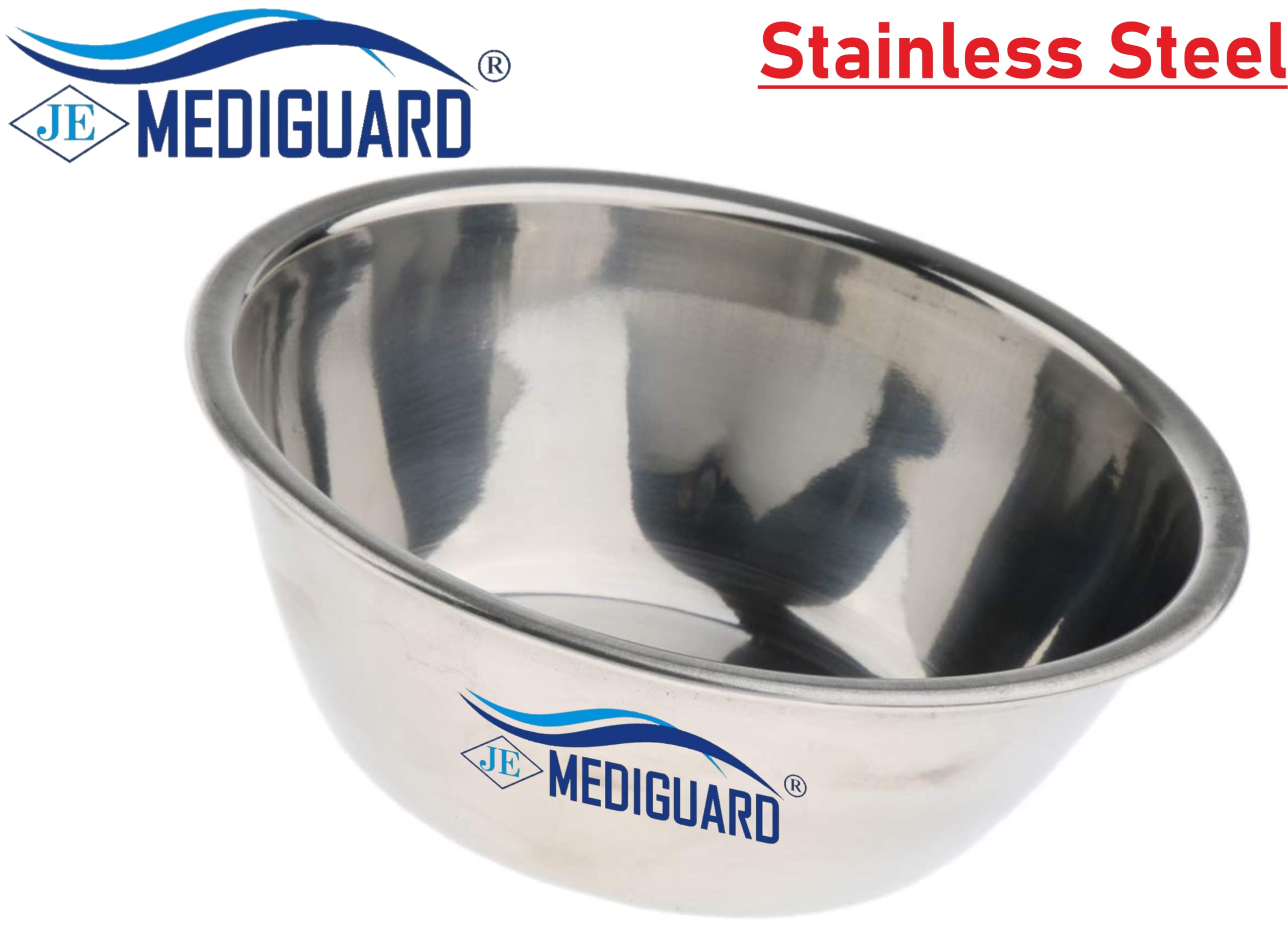 MEDIGUARD 5-Piece Premium Stainless Steel Lotion Basin Set - Surgical Bowl, Iodine Cup & Gauze Dressing Tray (4 Inch) - Ideal for Hospitals, Clinics & Home Medical Care