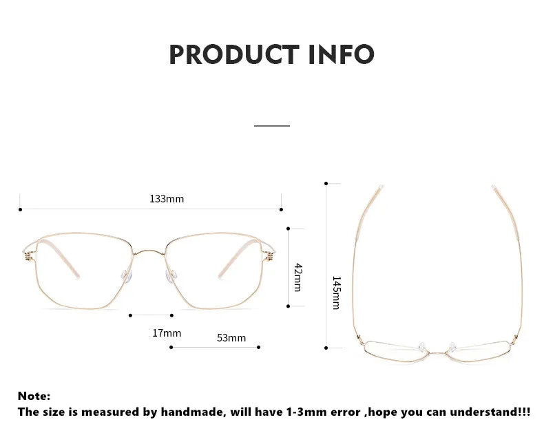 Aimee Women's Full Rim Square Screwless Titanium Eyeglasses Frame 13317 - Lightweight & Durable Eyewear for Work, Reading & Everyday Fashion