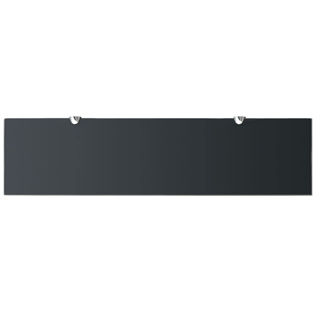 vidaXL Modern Floating Shelves Set of 2 - Black Tempered Glass Wall Shelves with Zinc Alloy Brackets - Easy Installation for Living Room, Bedroom & Office Decor