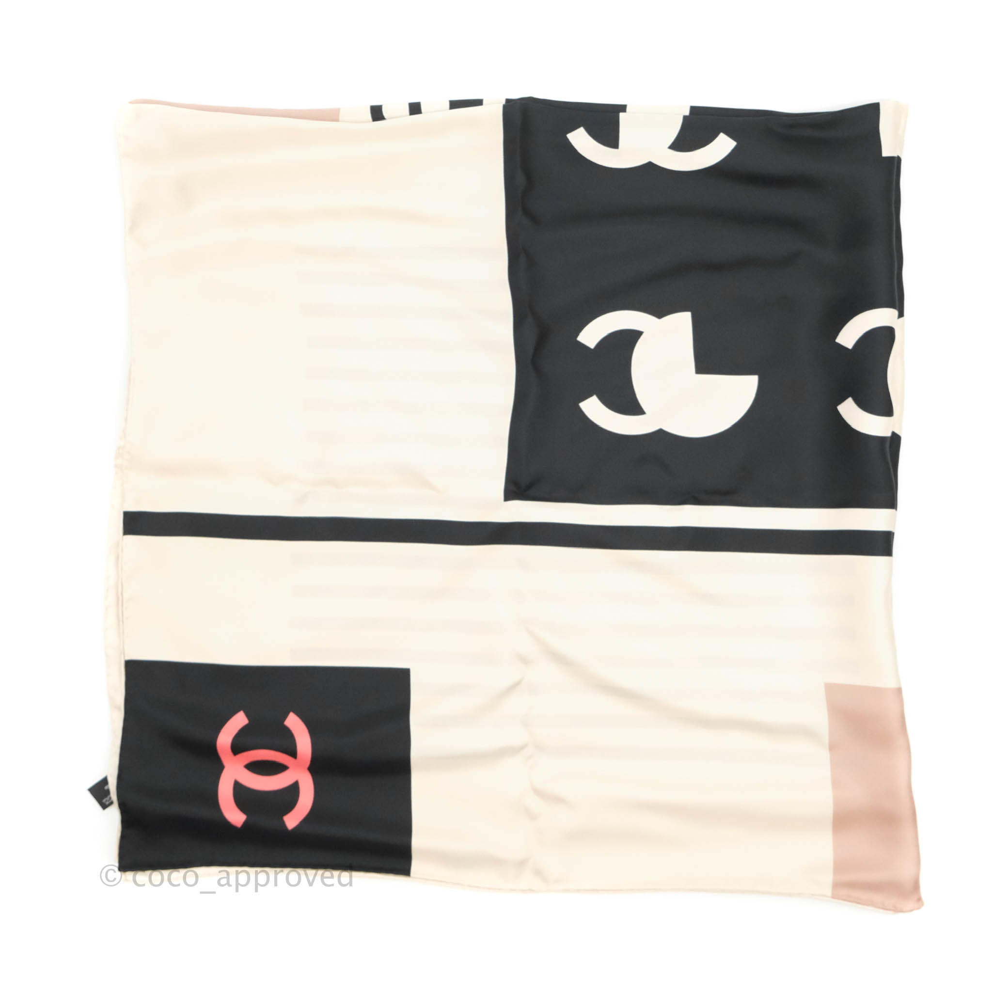 Chanel CC Silk Square Scarf in Cream - Luxury Fashion Accessory for Women, Perfect for Gifts, Parties & Everyday Elegance
