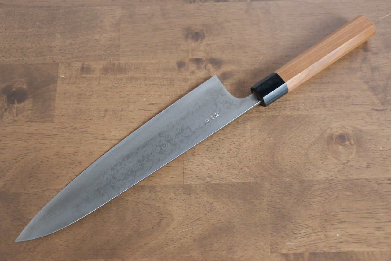 Premium Nao Yamamoto VG10 Damascus Hammered Gyuto Chef Knife 240mm with Cherry Blossom Handle - Perfect for Sushi, Meat Slicing & Professional Kitchen Use