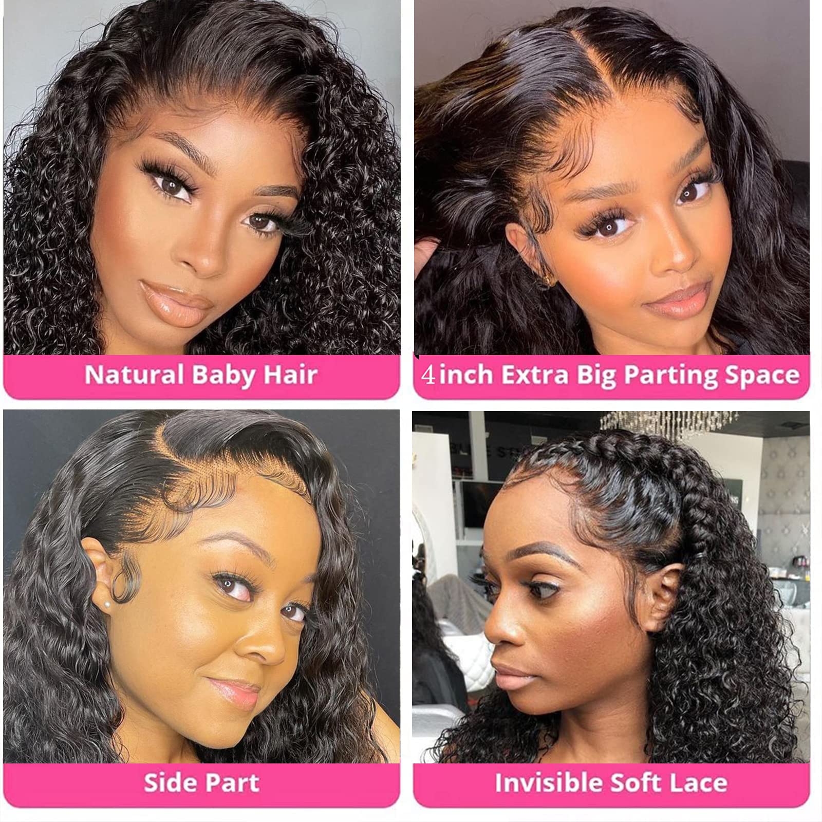 SuCoo 20 Inch Brazilian Deep Wave Human Hair Lace Front Wig - Pre Plucked with Baby Hair, Glueless 13x4 HD Transparent Lace, 150 Density Virgin Hair for Women | Perfect for Daily Wear, Parties, Cosplay & Special Occasions