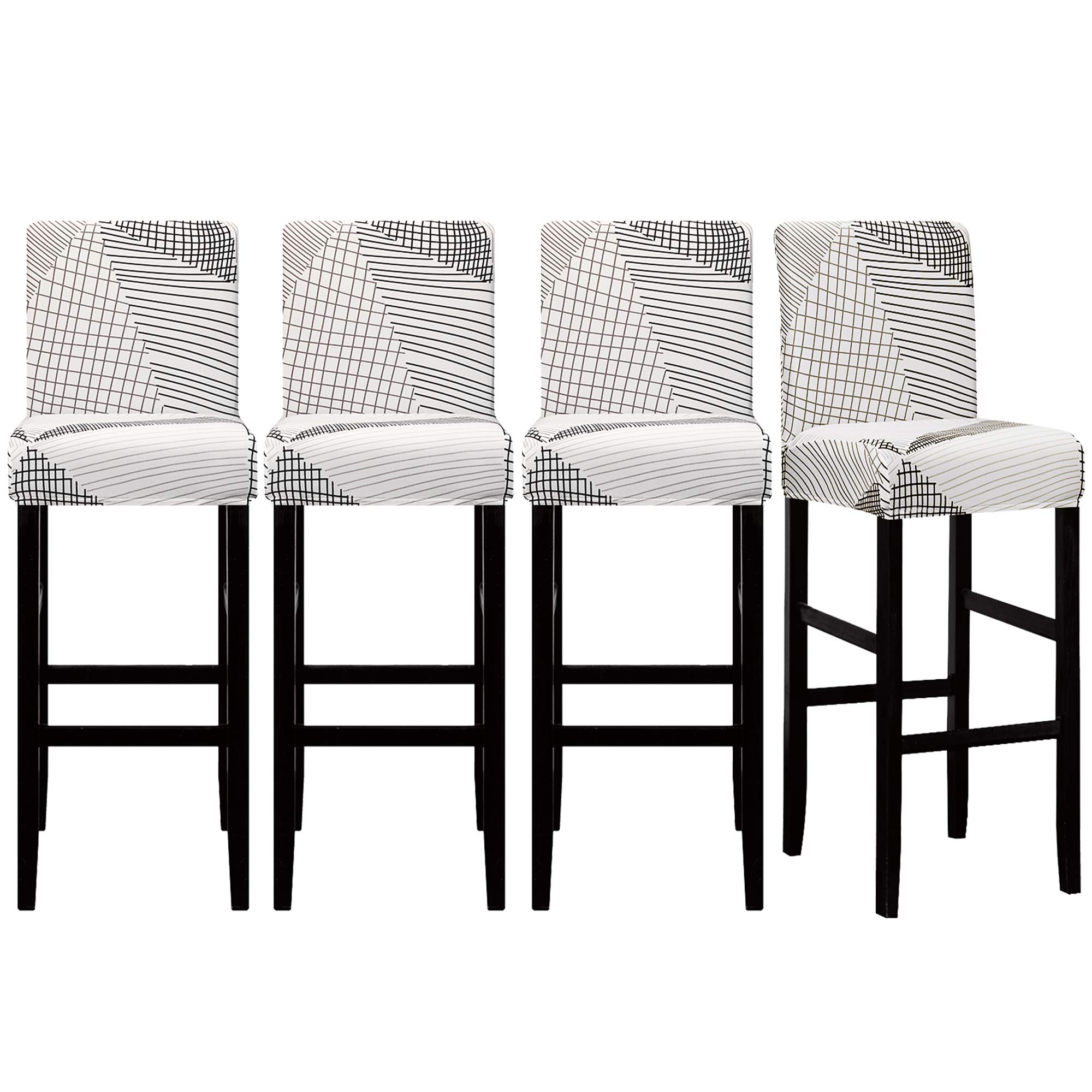 Lellen Jacquard Bar Chair Stool Covers - 4 Pack Stretch Slipcovers for Swivel Dining & Counter Height Chairs, Elegant Pattern (331K) - Perfect for Kitchen, Bar, Dining Room & Office Decor