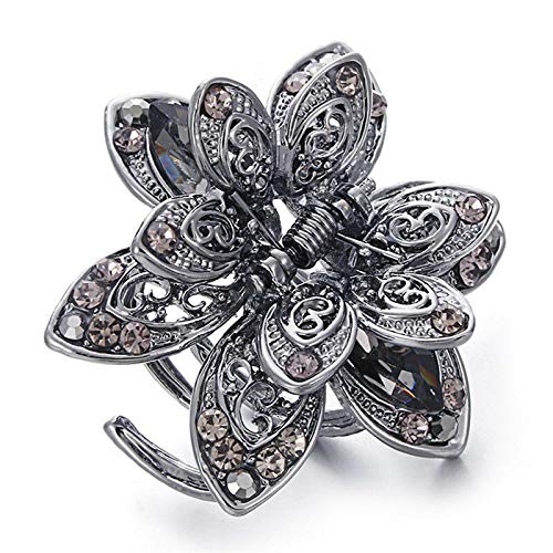 Sparkling Rhinestone Crystal Hair Clip - Elegant Wedding Hair Accessory for Women, MO Color Grey, Perfect for Bridal, Prom, and Special Occasions