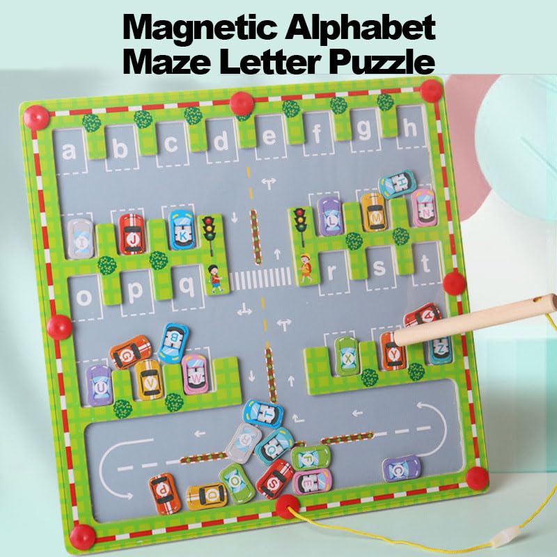 Magnetic Alphabet Maze Board - ABC Learning Toys for Toddlers Ages 3-5 | Montessori Fine Motor Skills Educational Toy | Perfect Gift for 3 4 5 Year Old Boys & Girls | Great for Preschool Classroom & Homeschool Learning Activities