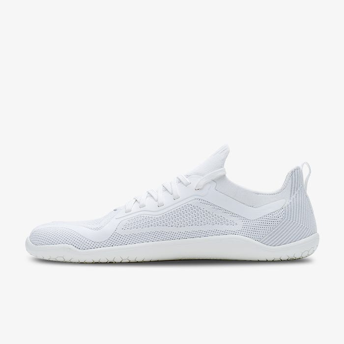Vivobarefoot Men's Primus Lite Knit Barefoot Shoes - Breathable Minimalist Running & Walking Shoes for Natural Movement - Gym, Trail, Travel & Everyday Wear (Bright White)