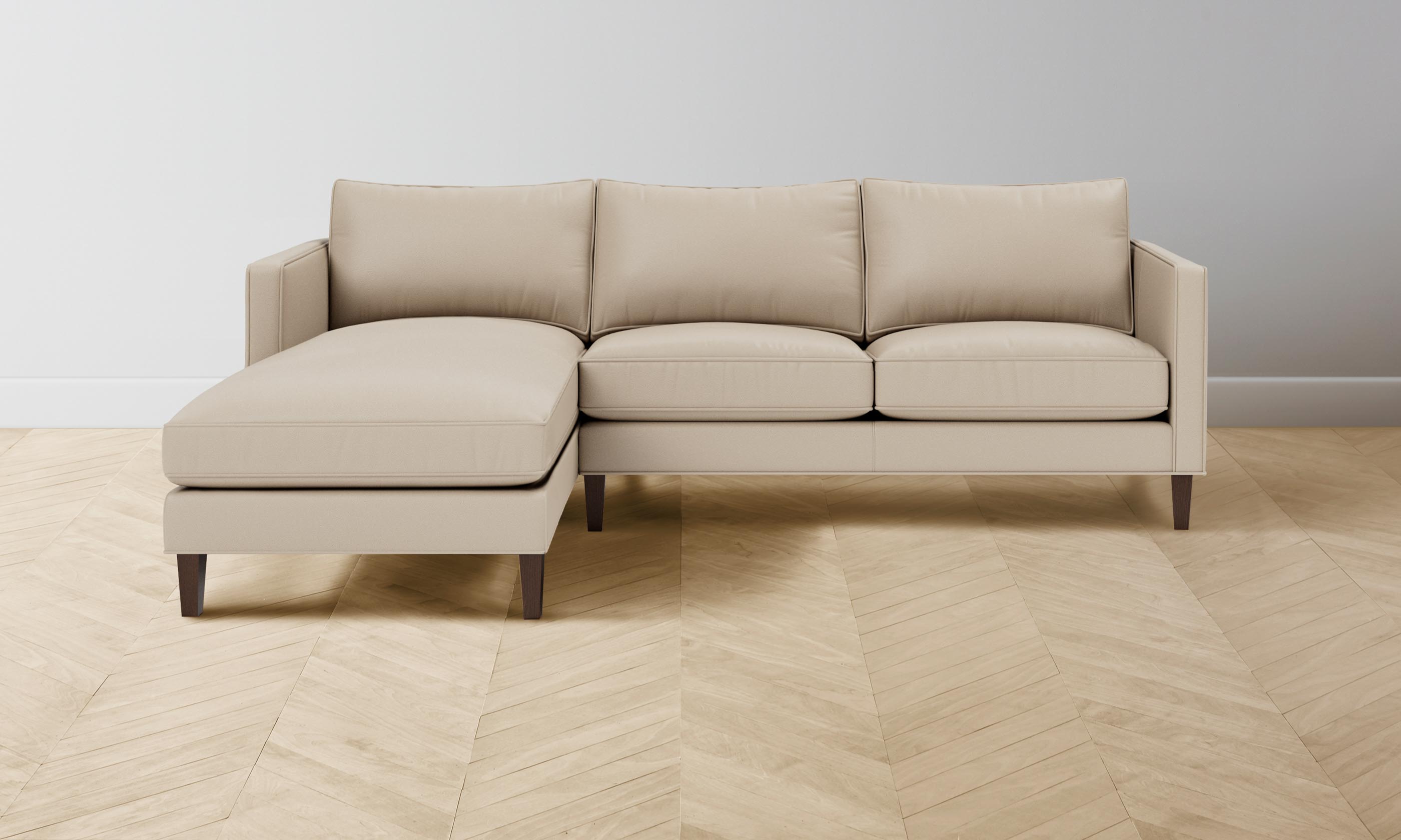 Premium Crosby Sectional Sofa with Pebbled Leather Upholstery in Stone Color - Perfect for Living Room, Lounge & Home Theater Seating
