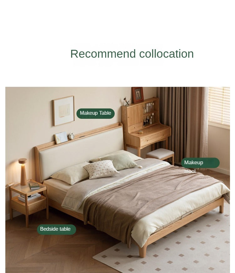 Solid Oak Wood Modern Minimalist Bed Frame - Durable & Stylish for Bedroom, Guest Room, or Studio Apartment