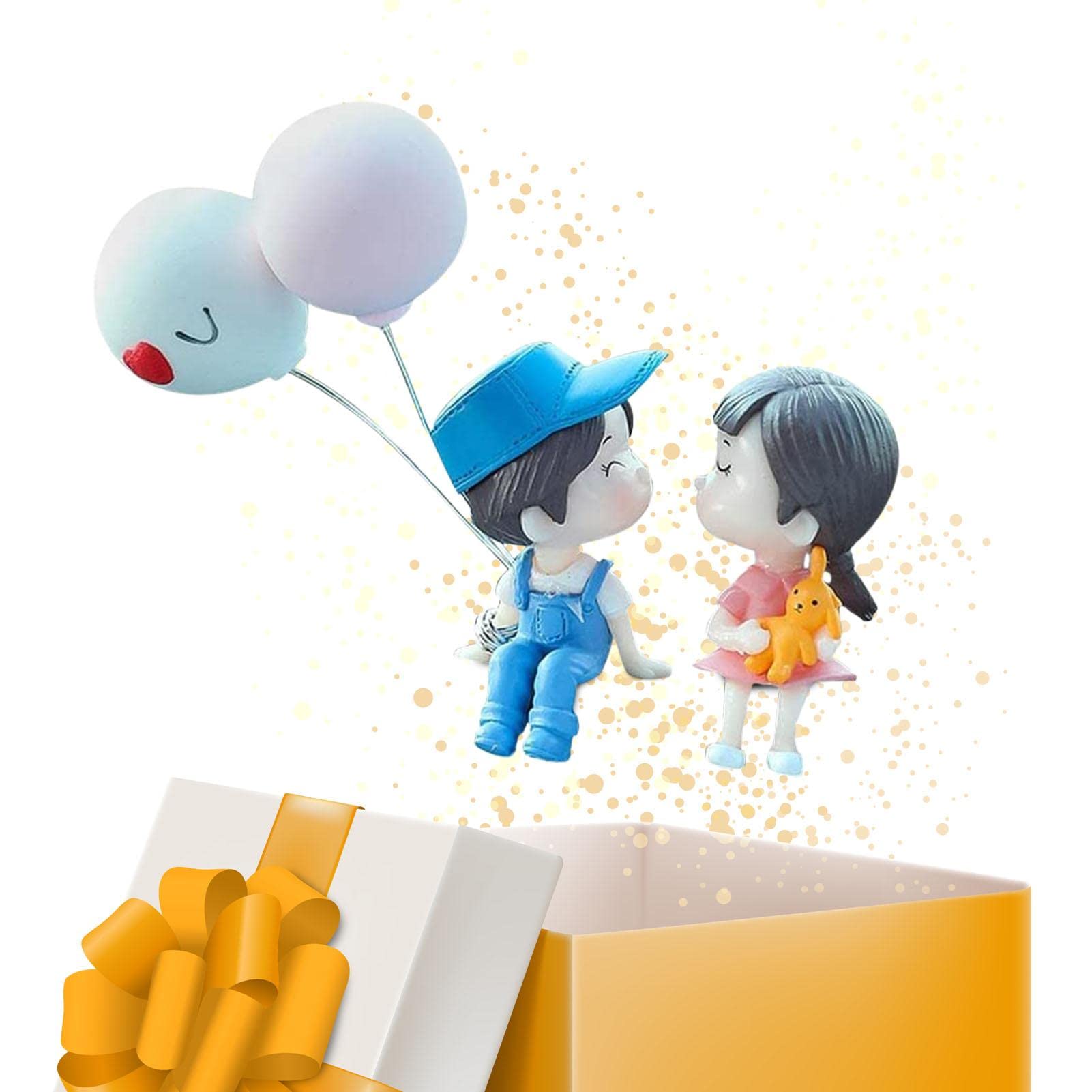 Cute Couple Car Interior Ornament - Kissing Boy & Girl Figurine | Dashboard Decor Accessories for Women & Girls | Perfect Gift for Couples | Great for Valentine's Day, Anniversaries & Car Decoration