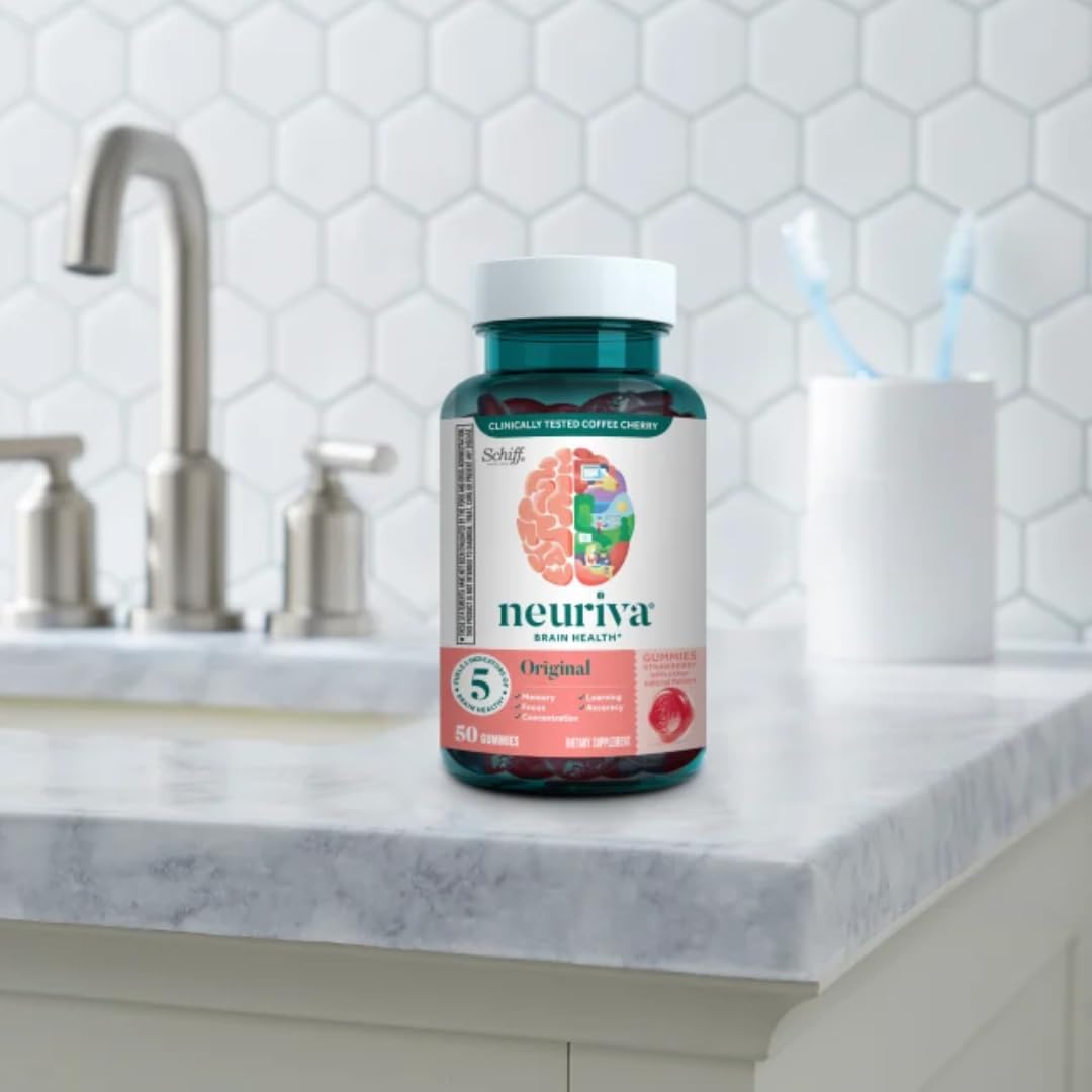 Neuriva Original Brain Health Support Strawberry Gummies - 50 Count (Pack of 3) with Phosphatidylserine & Decaffeinated Coffee Cherry - Clinically Proven Cognitive Supplement for Focus, Memory & Mental Clarity - Perfect for Students, Professionals & Daily Wellness