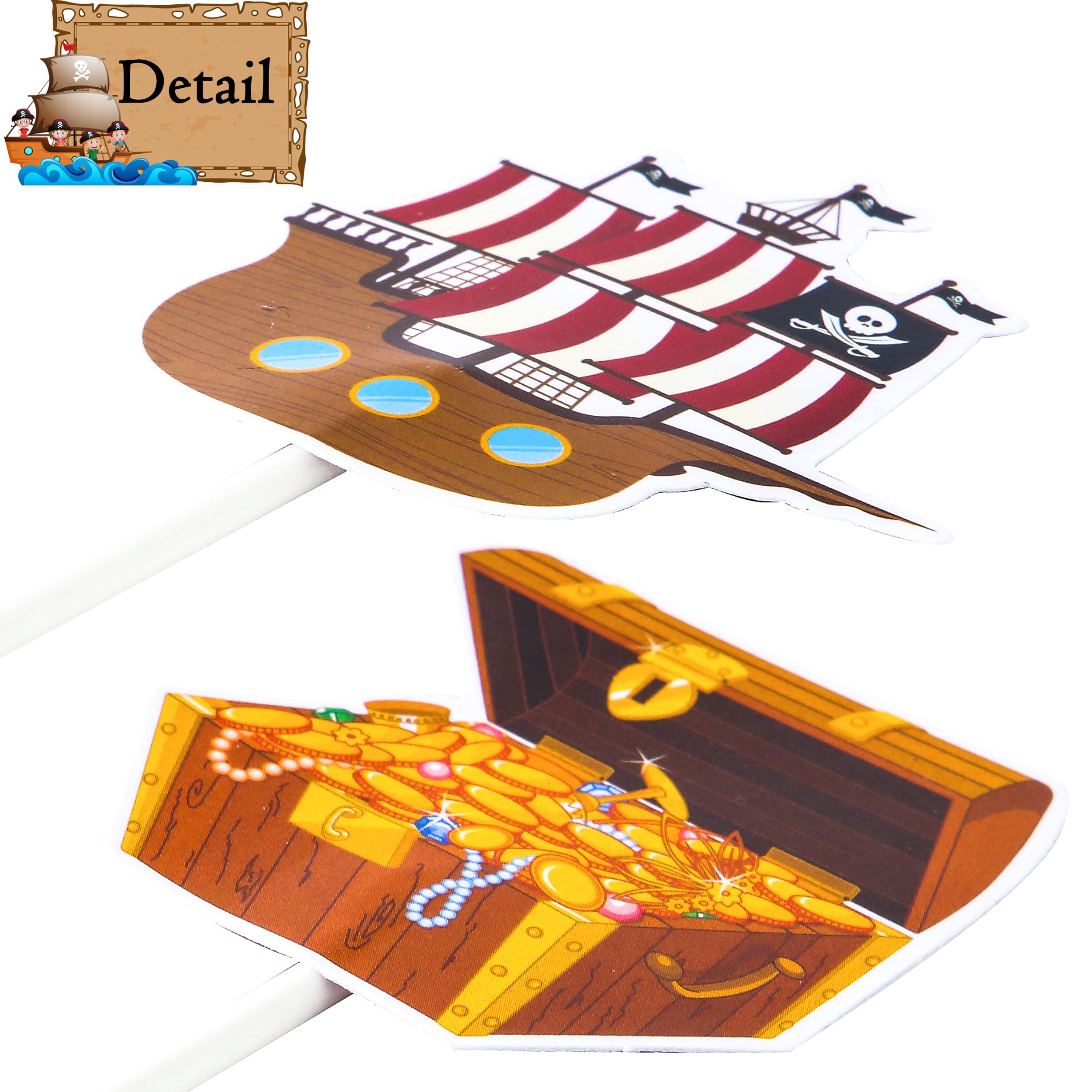 36PCS Pirate Cupcake Toppers - Pirate Party Decorations, Nautical Sailing Cake & Cupcake Picks for Pirate Theme Birthday Party, Baby Shower Supplies - Perfect for Pirate Themed Events, Kids Birthday Cakes & Ocean Adventure Parties