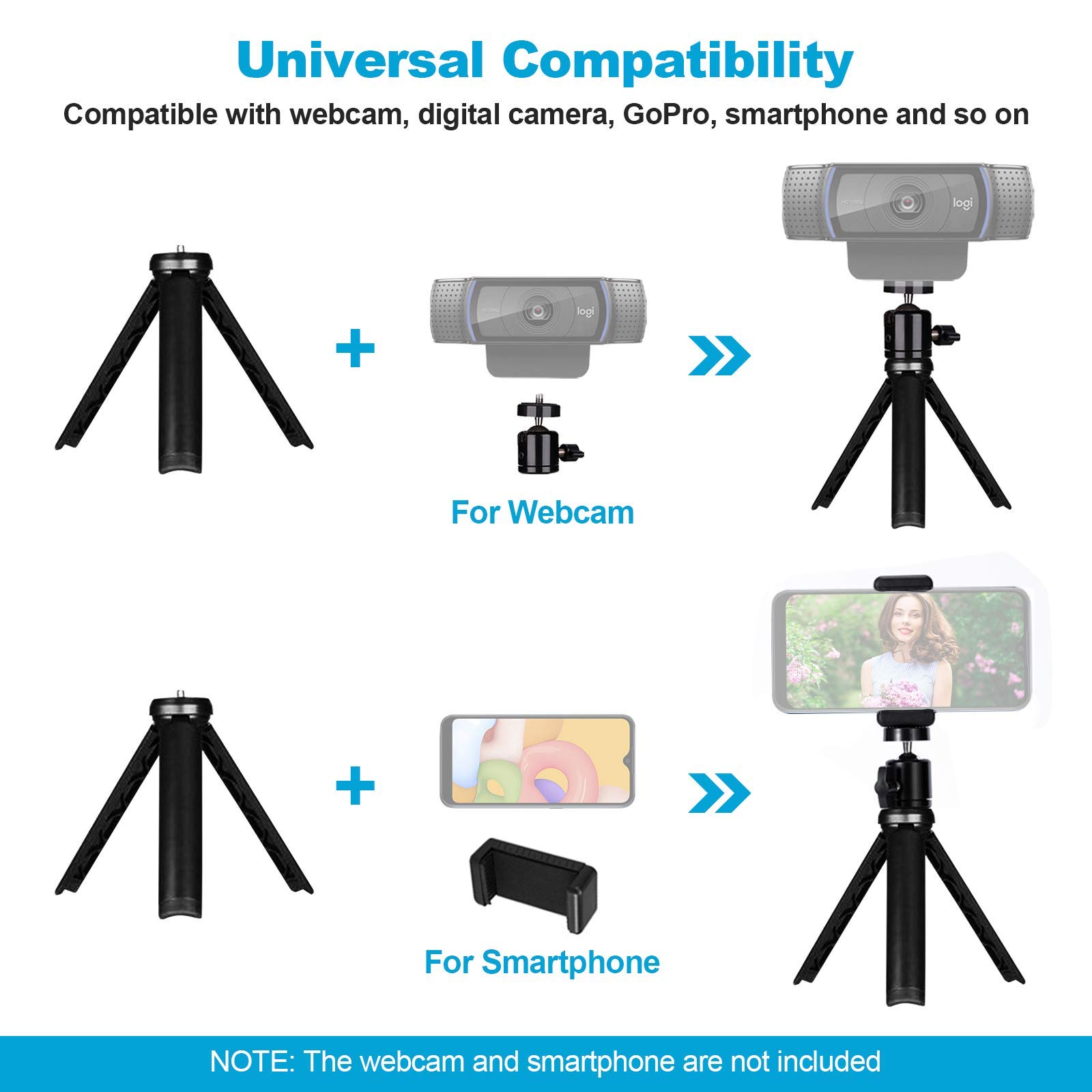 NexiGo N660P 1080P 60FPS Webcam with Privacy Cover, Dual Microphones & Tripod - HD USB Web Camera for Zoom, Skype, Teams - Perfect for Home Office, Online Classes & Video Conferencing (White)