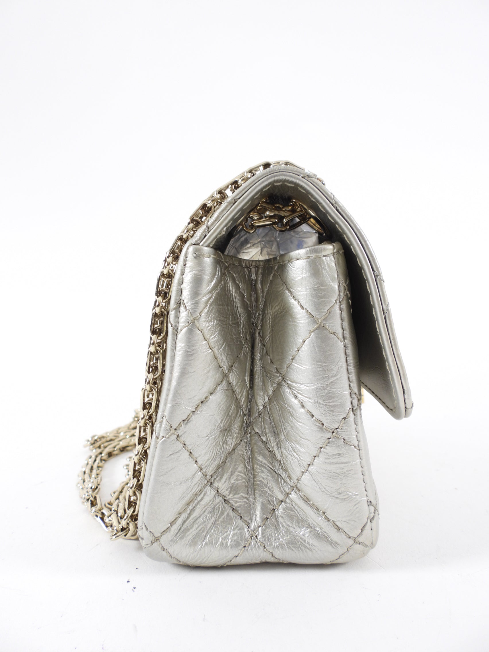 Chanel Silver Aged Leather Mini 2.55 Reissue Flap Bag - Vintage Luxury Handbag for Women, Perfect for Evening Parties & Special Occasions