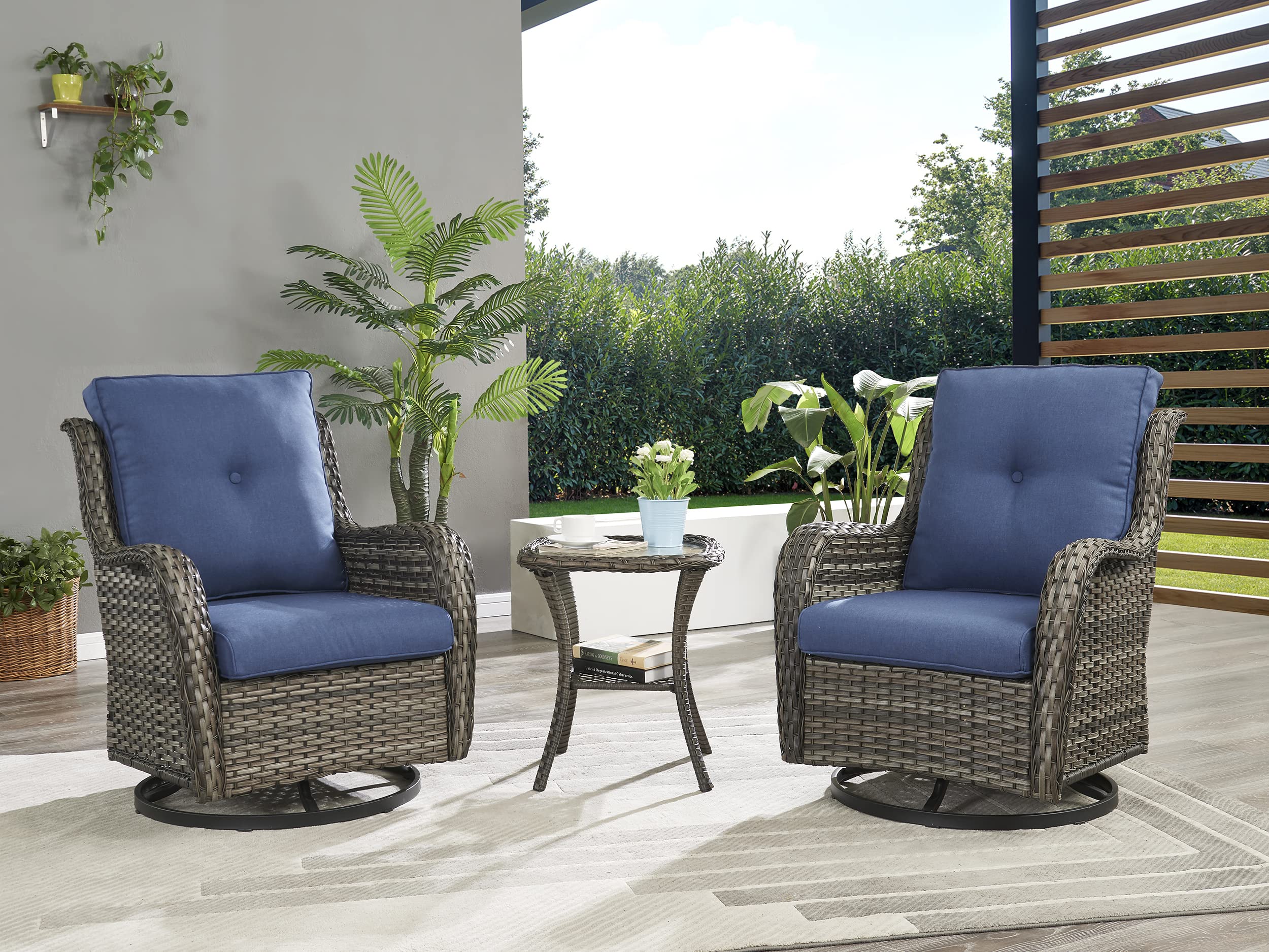 Outdoor Wicker Side Table with Glass Top - Rattan End Table for Patio, Porch, Deck - Square Mixed-Grey - Perfect for Outdoor Lounging, Poolside Relaxation & Garden Decor
