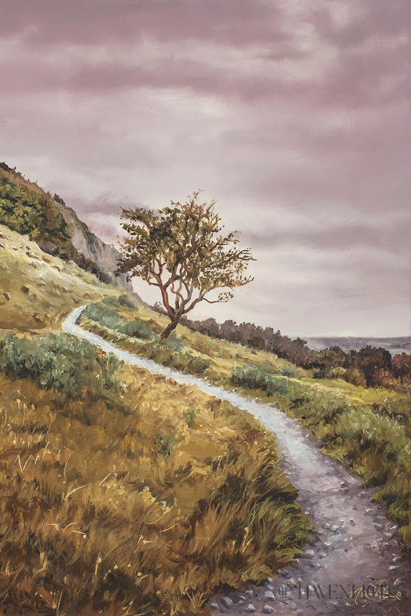 Broken Path Mountain Top Wall Art - Handmade Boho Decor for Living Room, Bedroom & Office - Inspirational Nature Landscape Painting for Home Decor