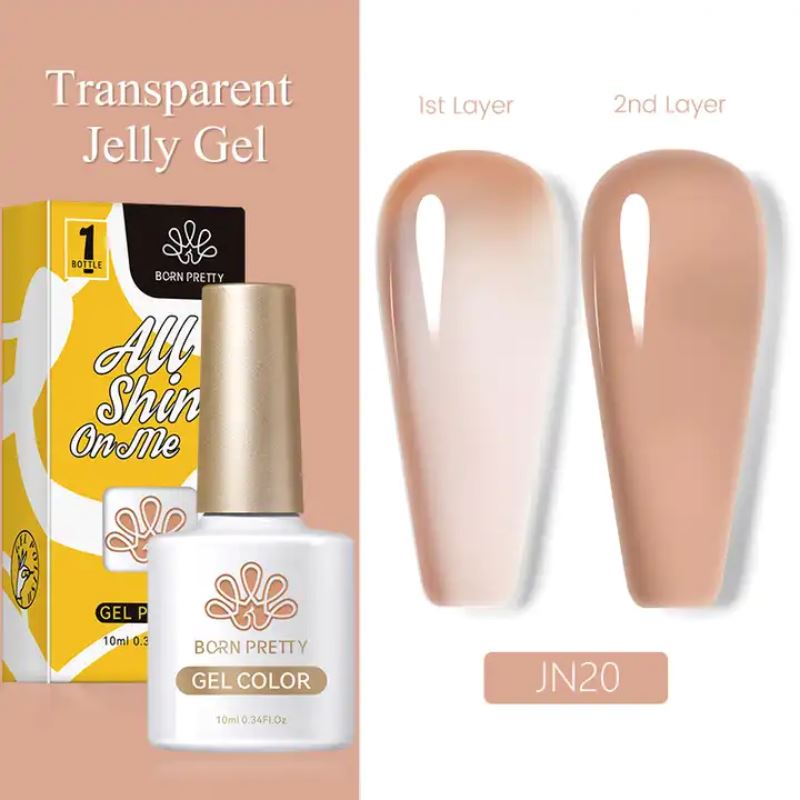 Born Pretty Jelly Nude Gel Polish - Long Lasting Soak Off UV LED Nail Polish for Salon & Home Manicure - Perfect for Weddings, Parties & Everyday Wear