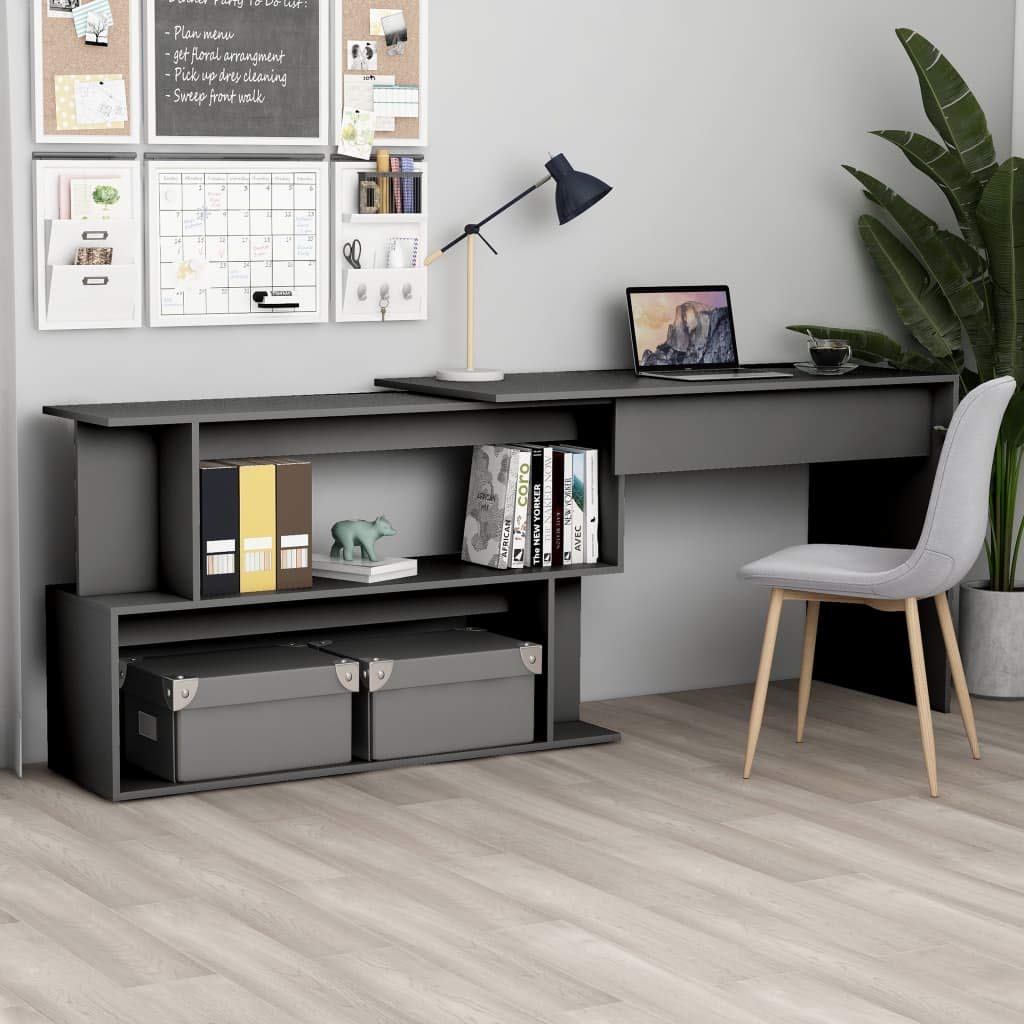 Rotating Corner Desk with Storage Shelves - 47.2