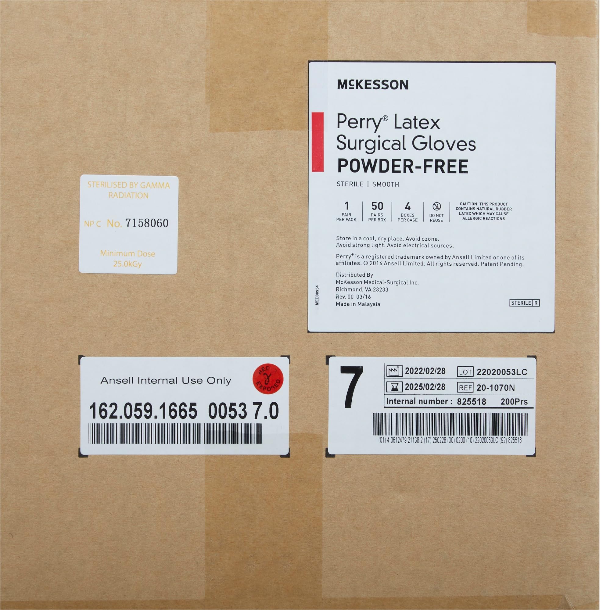McKesson Perry Latex Surgical Gloves [200 Pairs] - Sterile, Disposable, Powder-Free, Professional Medical Exam Gloves for Healthcare & Dental Use - Size 7.0, Cream - Ideal for Hospitals, Clinics & First Aid Kits