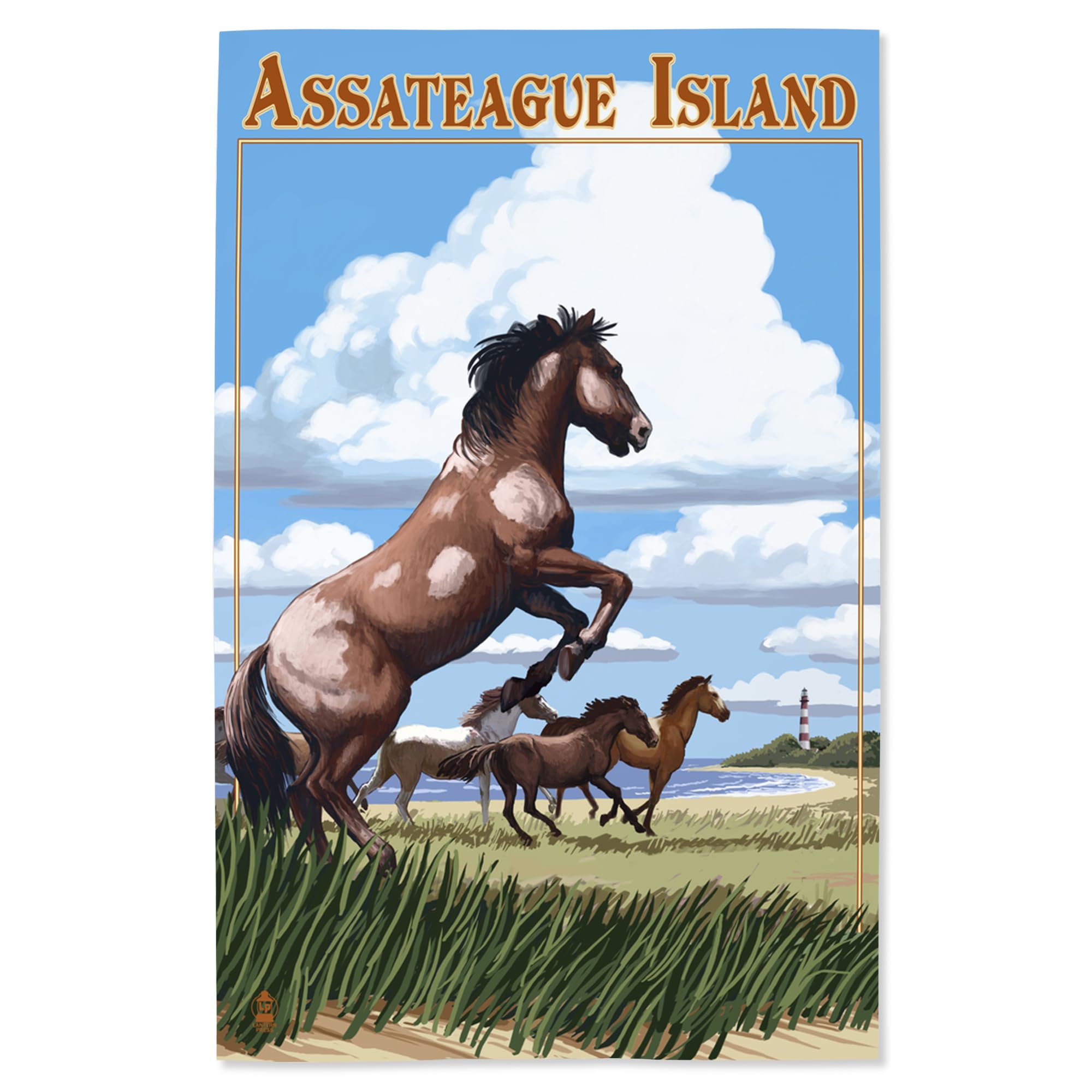 Lantern Press 16x24 Inch Giclee Print - Assateague Island Virginia Wild Horses Wall Art - Premium Home Decor for Living Room, Bedroom & Office