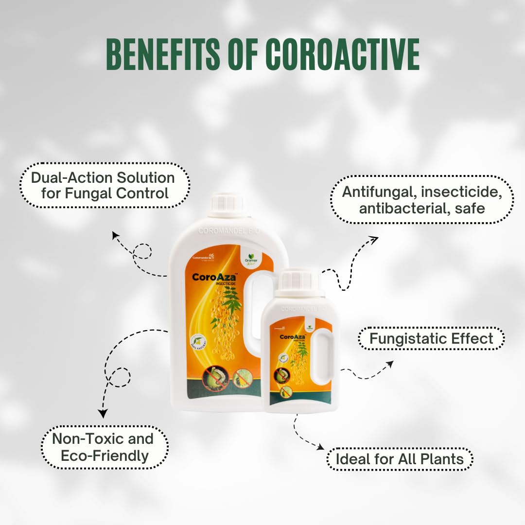 Organic Neem Oil Fungicide for Plants (300ppm) | Azadirachtin 0.03% EC Formula | Indoor & Outdoor Plant Protection | Natural Fungicide Treatment for Powdery Mildew, Black Spot & Rust | Gromor Natural 250ml | Safe for Vegetables, Flowers & Houseplants