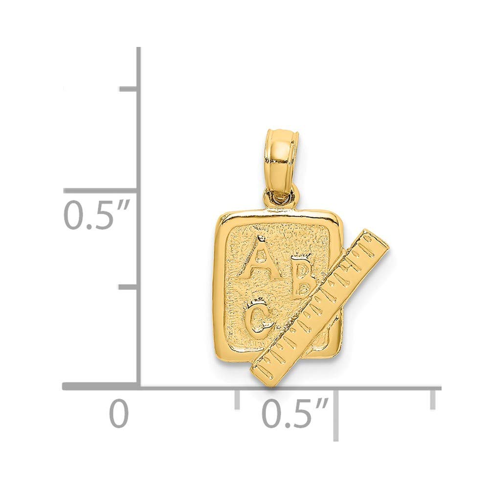 14K Yellow Gold School Book & Ruler Charm Pendant Necklace - Perfect Gift for Graduation, Teacher Appreciation & Back to School Jewelry