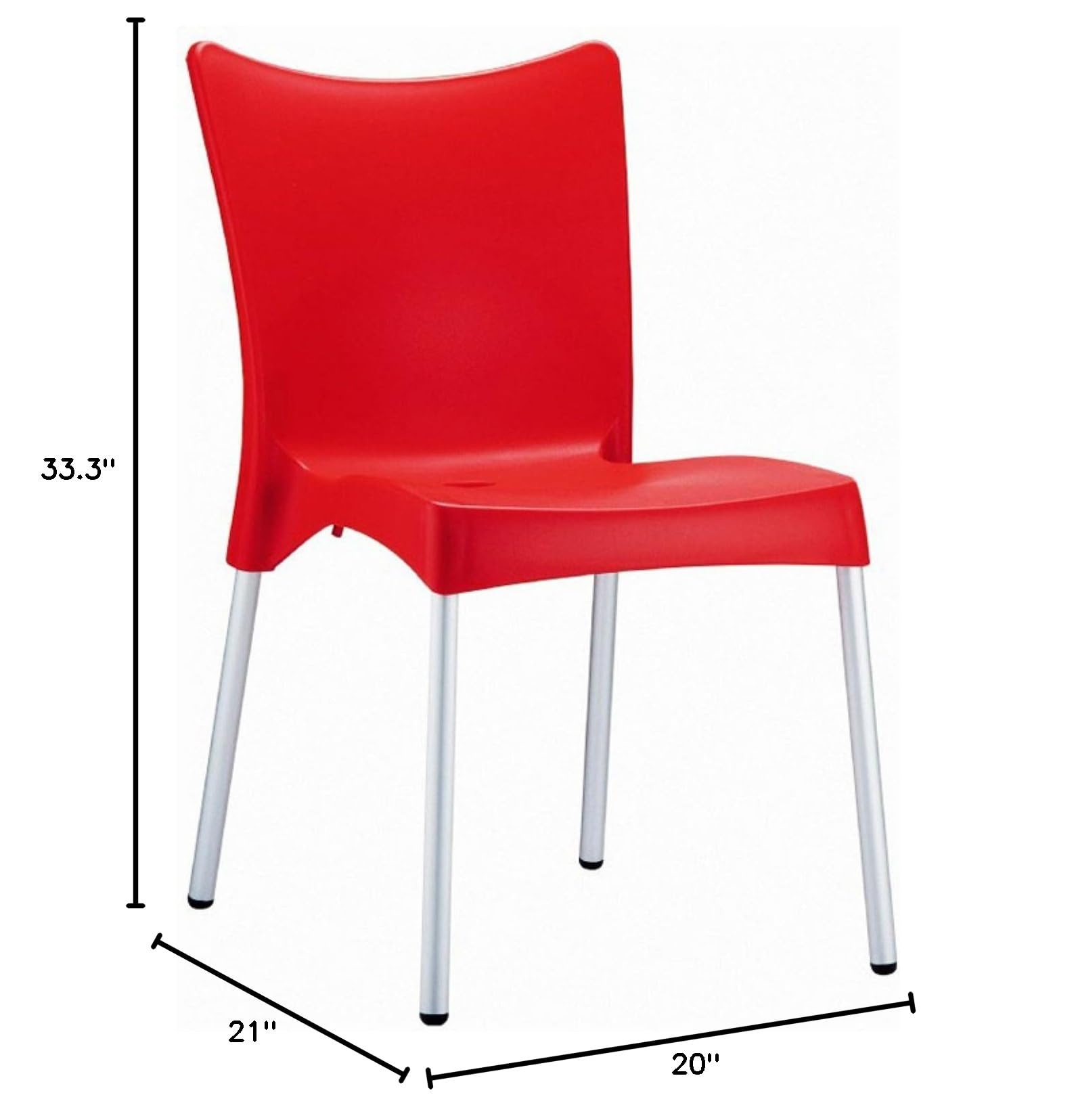 Red Resin Patio Dining Chairs Set of 2 - Juliette Outdoor Bistro Chairs for Garden, Poolside, Deck & Backyard - Weatherproof & Lightweight Outdoor Furniture
