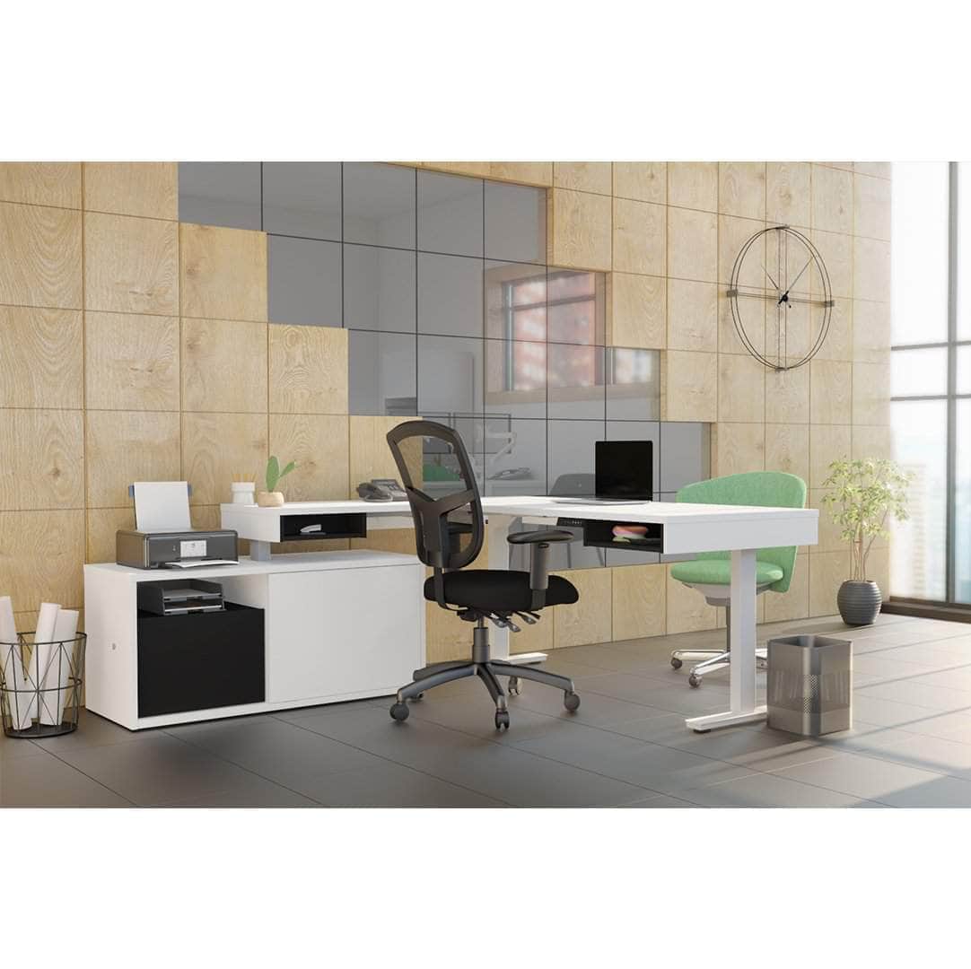 Pro Vega L-Shaped Standing Desk with Credenza - 2 Color Options | Ergonomic Home Office Furniture for Workspace & Productivity