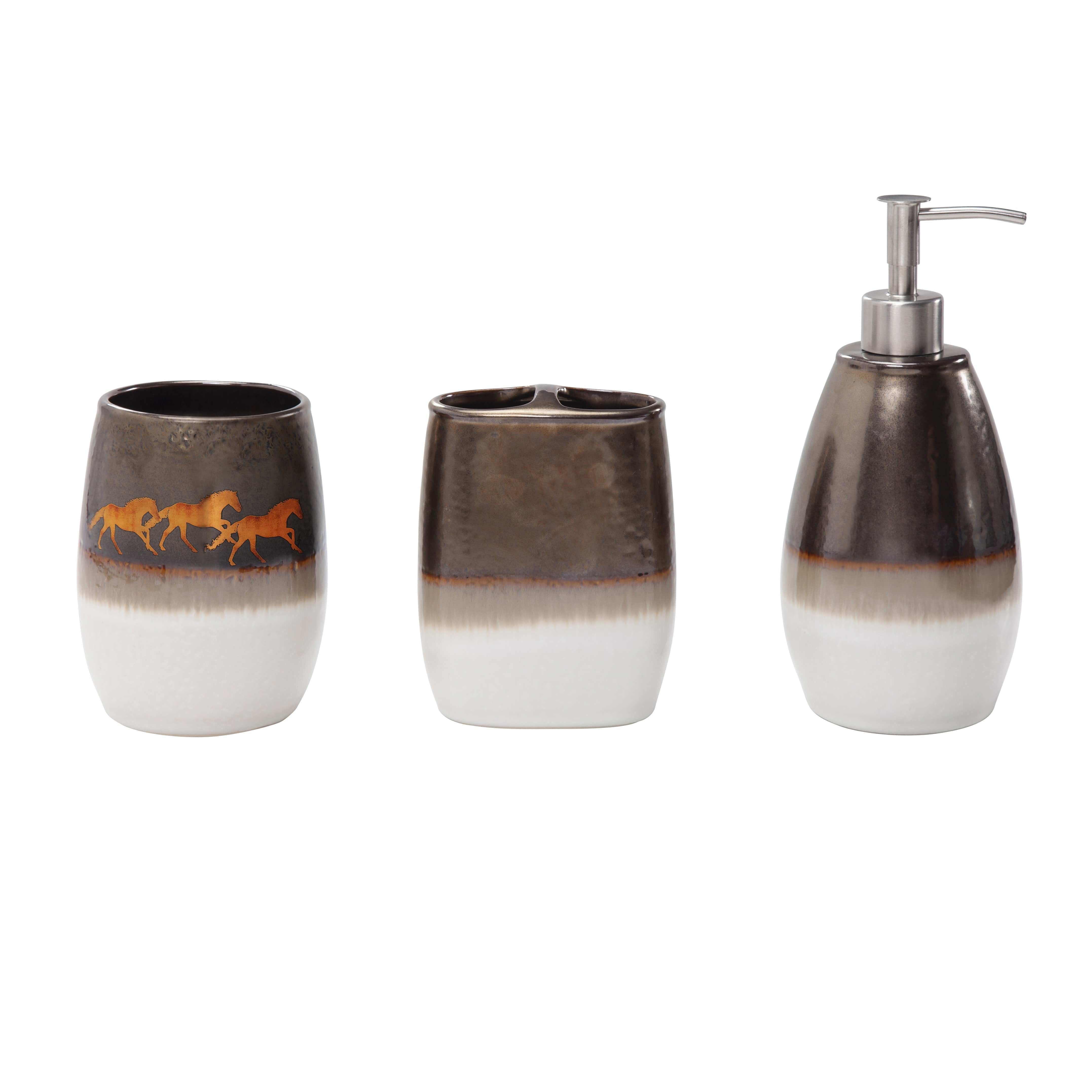 Premium Ceramic 3-Piece Bathroom Countertop Set - Running Remuda Style for Modern Homes | Perfect for Guest Bathrooms, Master Suites & Powder Rooms