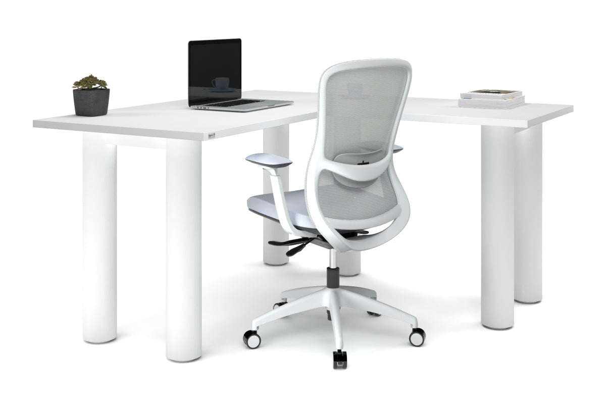 L-Shaped Corner Office Desk with Quadro Cylinder Legs - 1400L x 1450W Dimensions - Perfect for Home Office, Gaming Setup & Workspace Organization