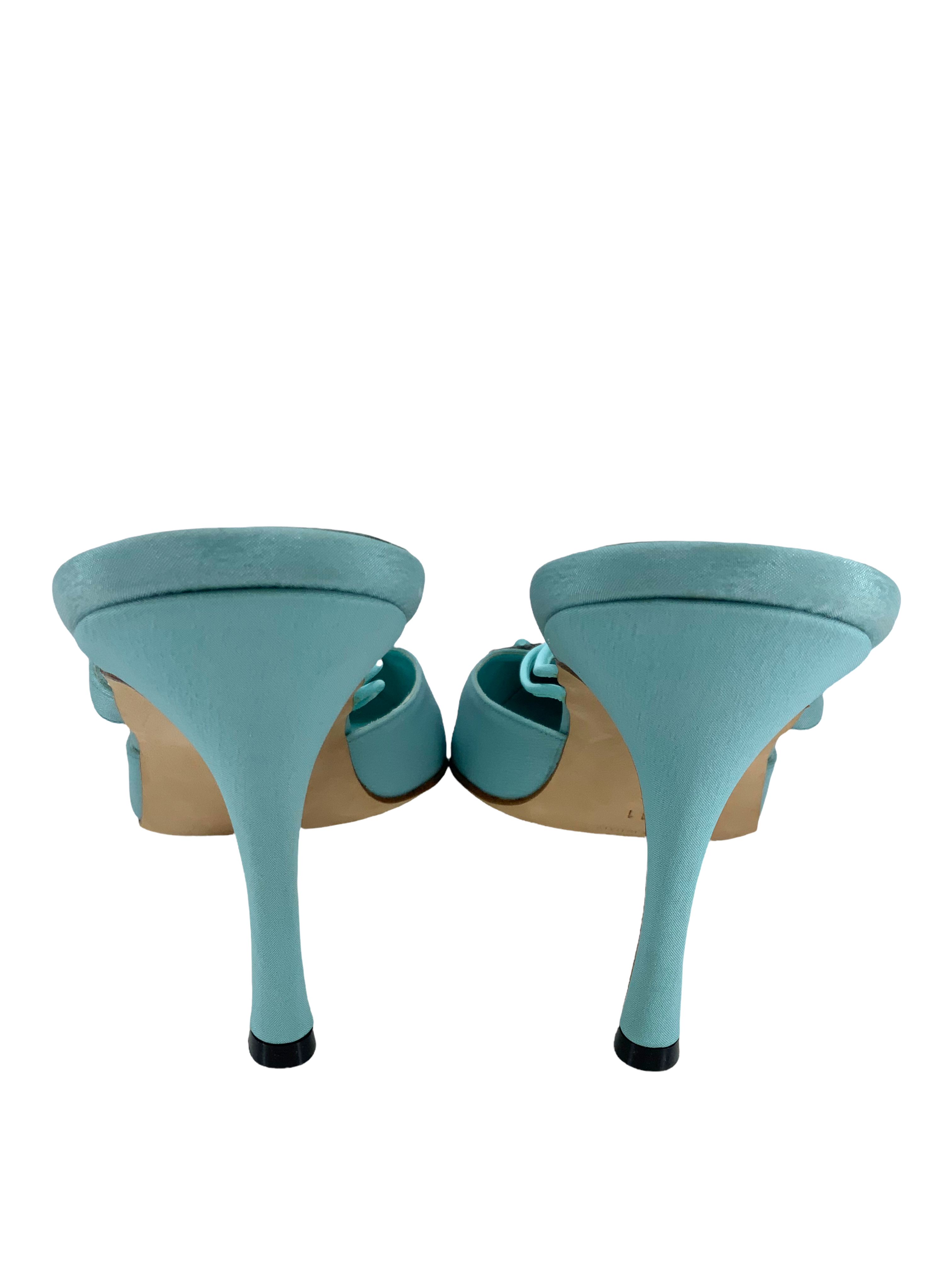 Manolo Blahnik Embellished Satin Mary Jane Mules Women's Size 11 - Elegant Party Shoes for Weddings, Evening Events & Special Occasions