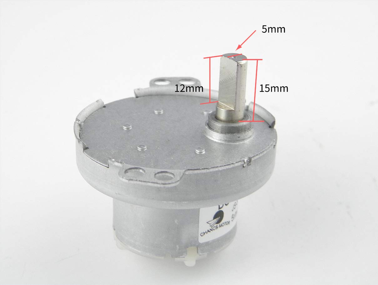 CHANCS 12V DC Slow Speed Synchronous Motor - 15RPM Gear Reduction Motor with D-Shaft (CW/CCW Rotation) & Metal Gearbox for DIY Projects, Robotics, and Automation Systems