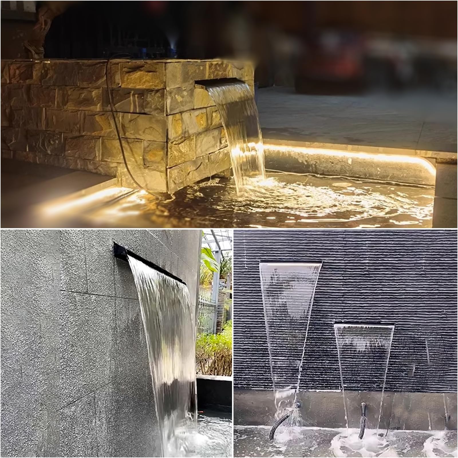 304 Stainless Steel Pool Fountain Waterfall with Wide Water Flow Platform - Outdoor Waterfall Spillway for Swimming Pools, Ponds & Patio Decor (15.7 Inch) - Perfect for Backyard Landscaping, Garden Water Features & Relaxing Outdoor Spaces