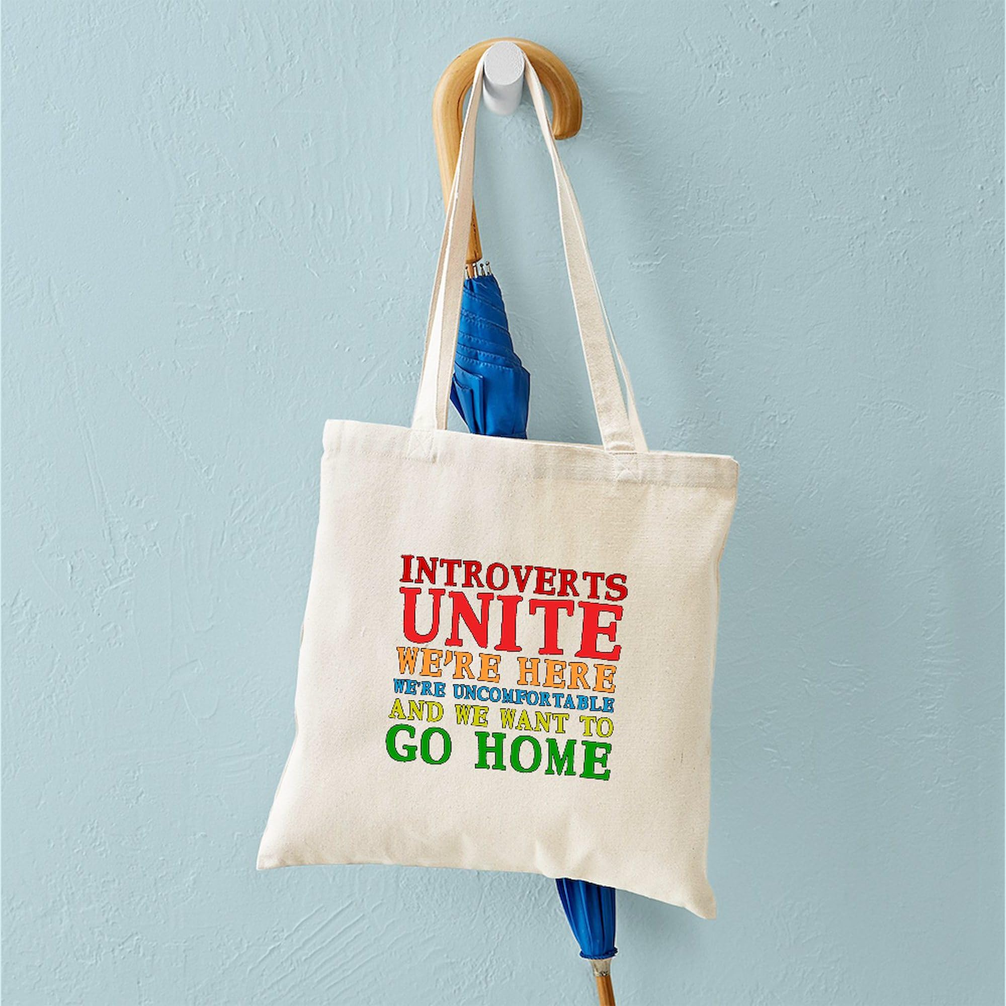 Introverts Unite Tote Bag - Natural Canvas Reusable Shopping Bag for Groceries, Books & Everyday Use | Funny Gift for Quiet People