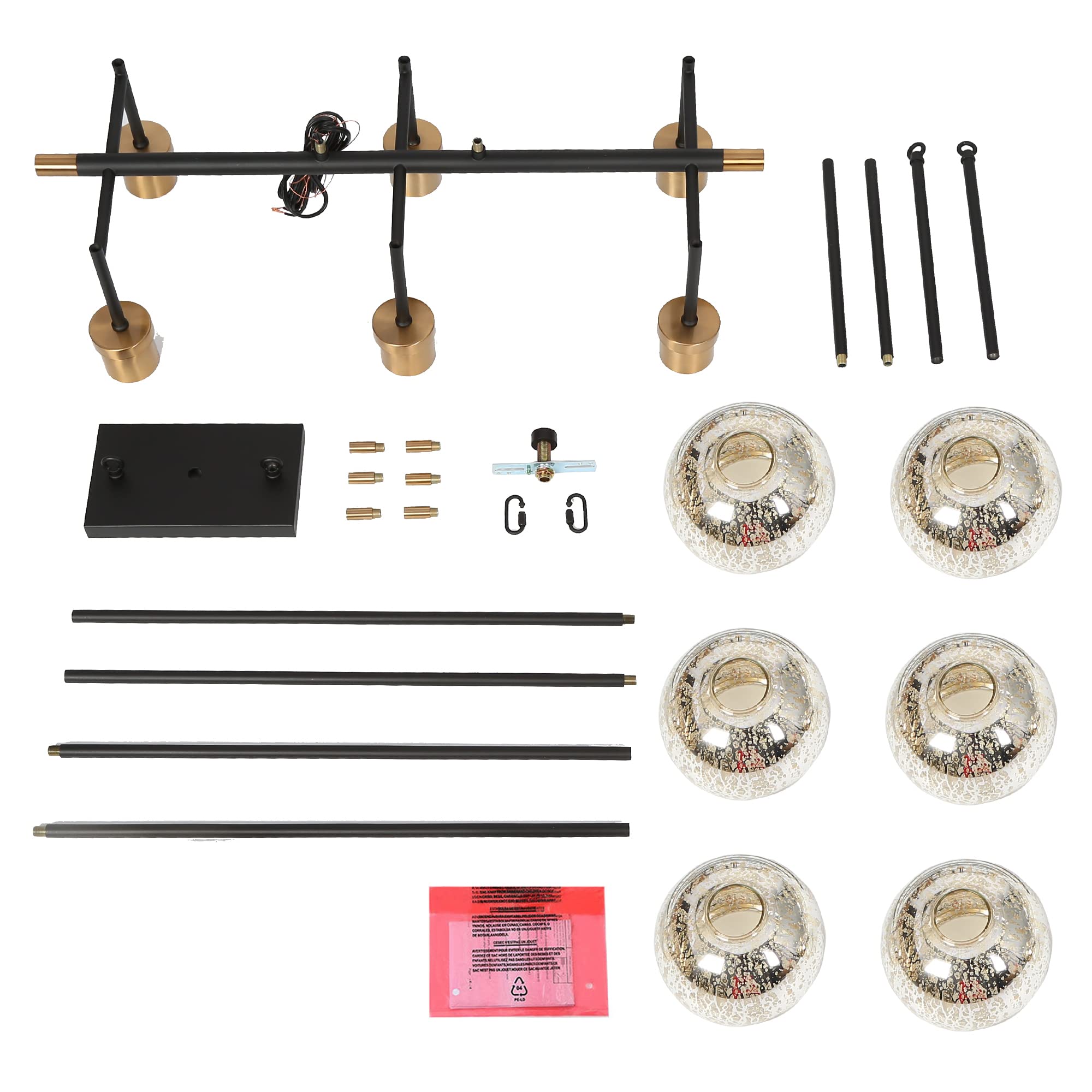 KSANA Modern Black & Gold Metal Chandelier - 27.5