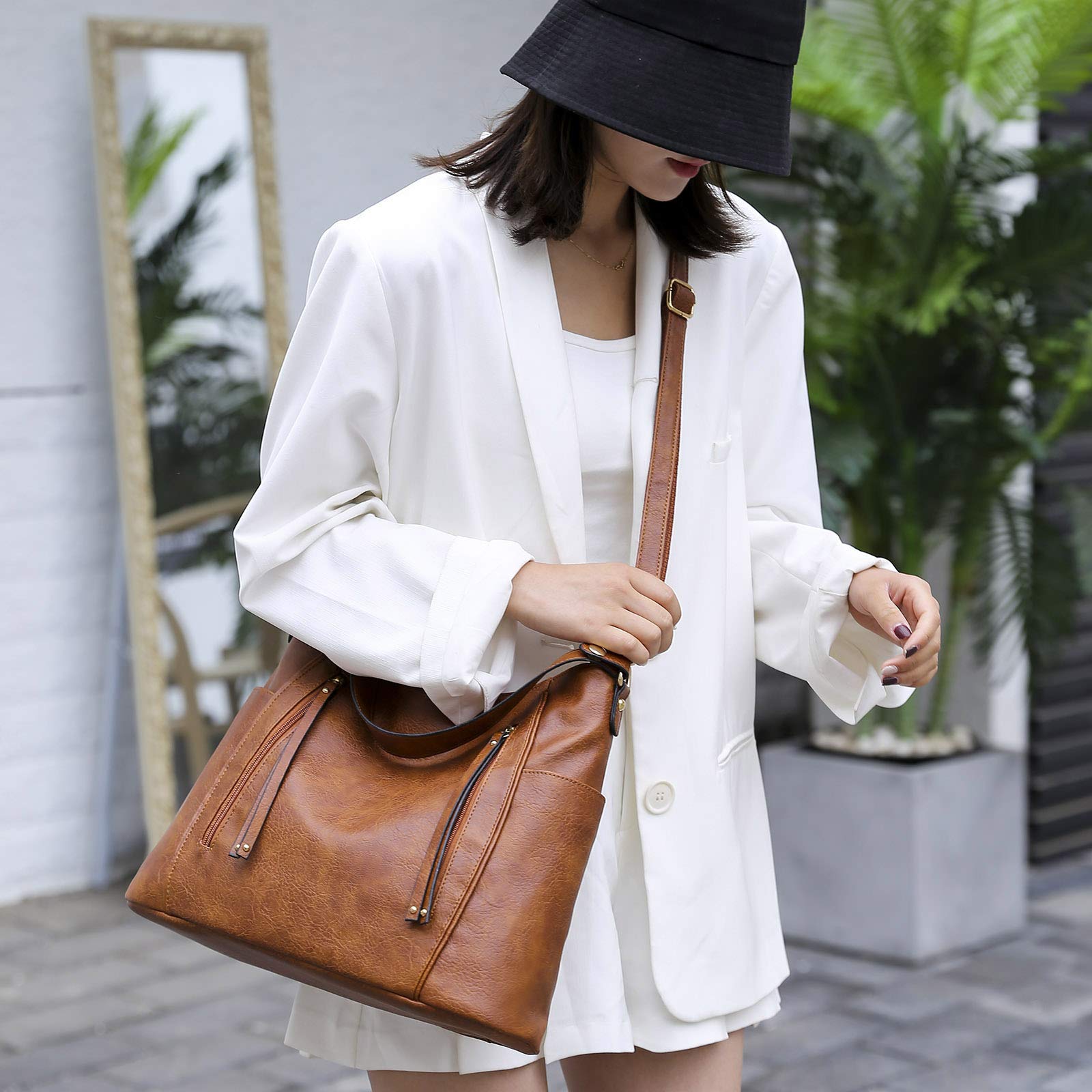 Stylish Women's PU Leather Hobo Shoulder Bag - Large Capacity Crossbody Purse with Zipper for Daily Use, Work & Travel