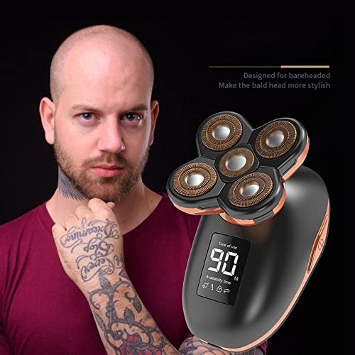 Electric Head Shaver for Bald Men - Rechargeable LCD Shaver with Beard/Nose/Ear Trimmer & Facial Brush - Perfect for Travel, Gym, and Daily Grooming