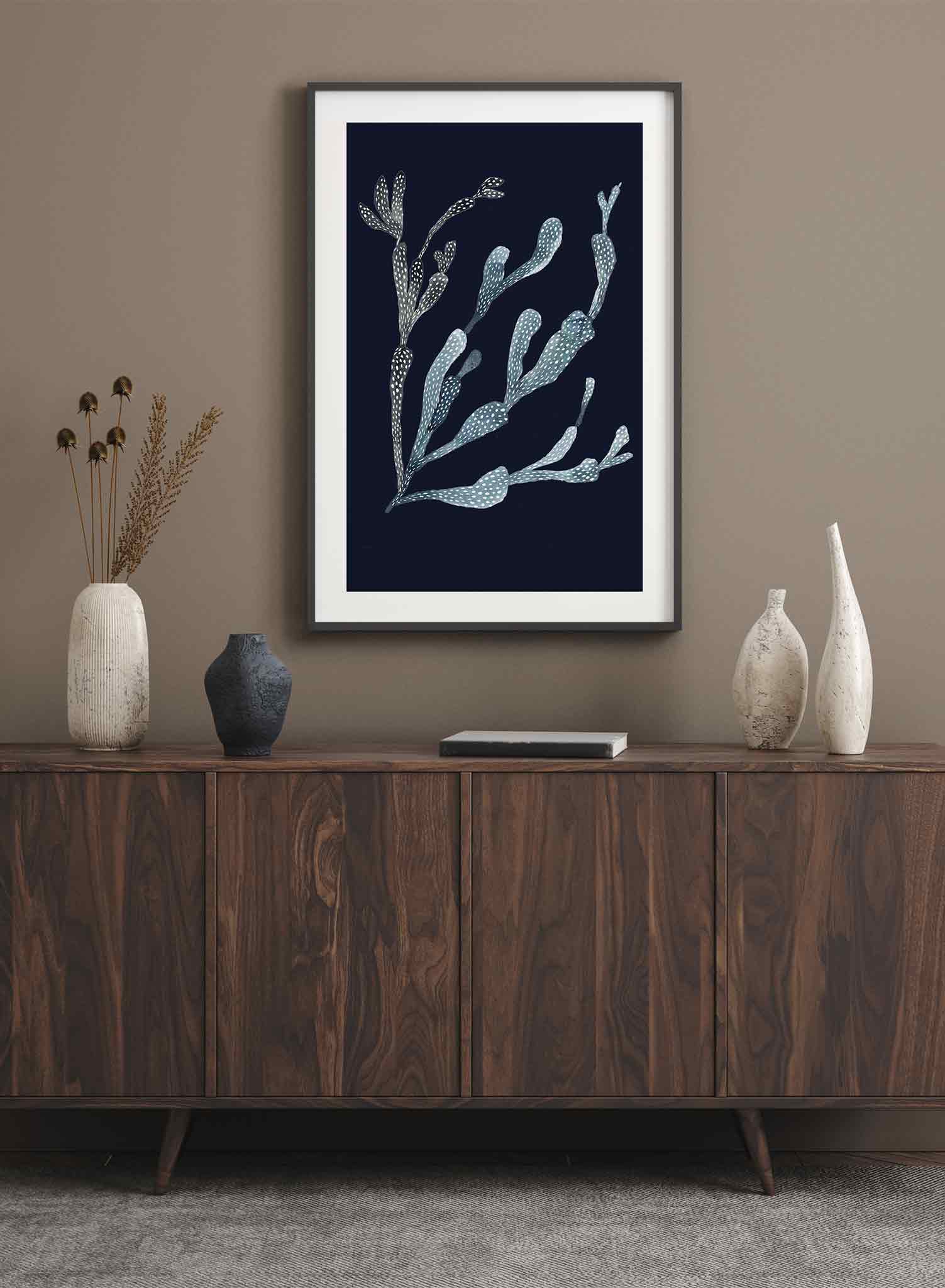 Navy Coral Wall Art Poster - Tropical Ocean Themed Decor for Living Room, Bedroom & Office