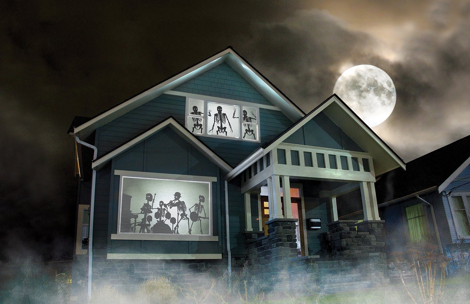 AtmosFear FX Ghostly Apparitions & Bone Chillers DVD with Reaper Brothers HD Rear Projection Screen - Halloween Window Projection Kit for Spooky Home Decor & Virtual Haunted House Effects
