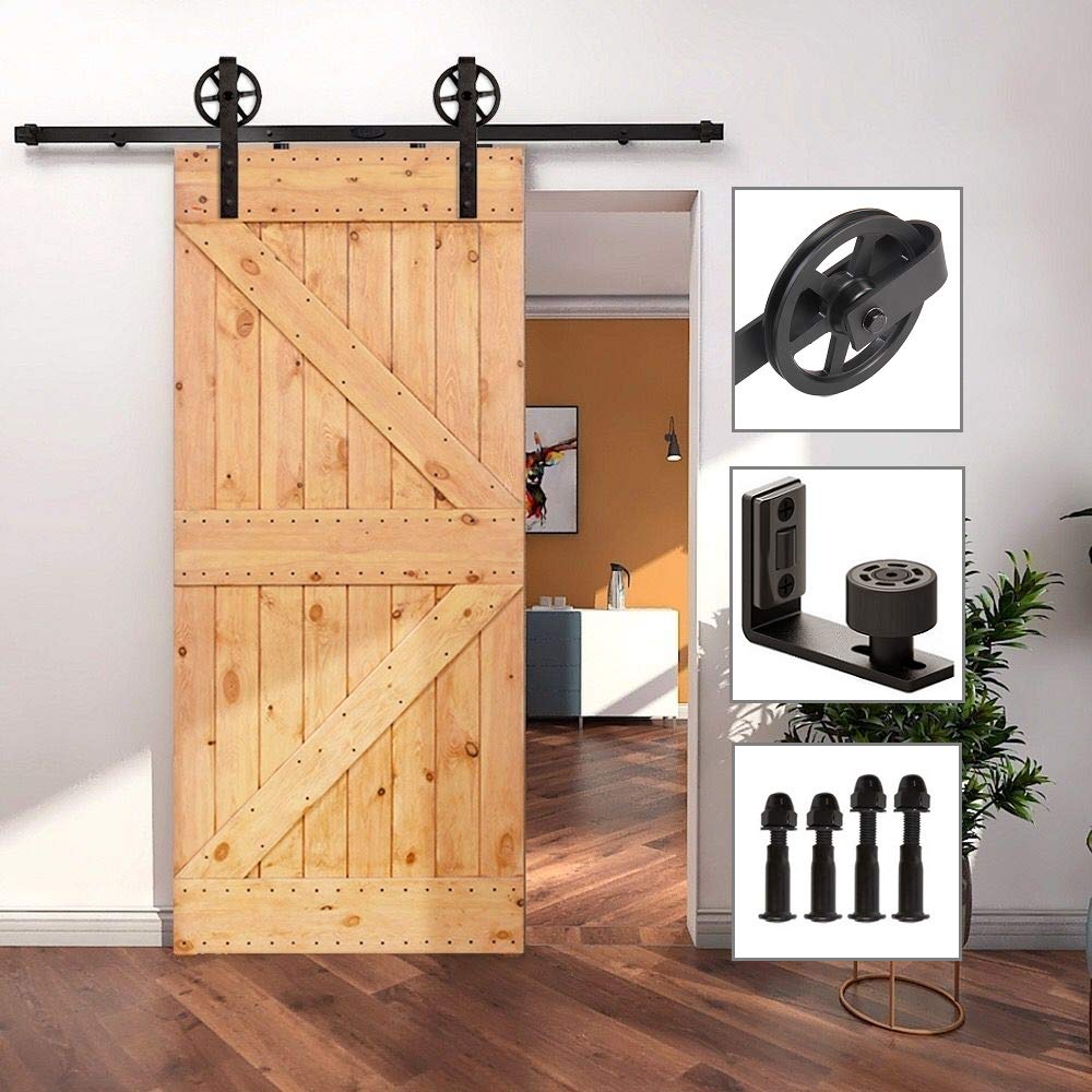 Heavy Duty Sliding Barn Door Hardware Kit 6.6 Feet - Smooth & Silent Operation, Easy Installation for 36-40