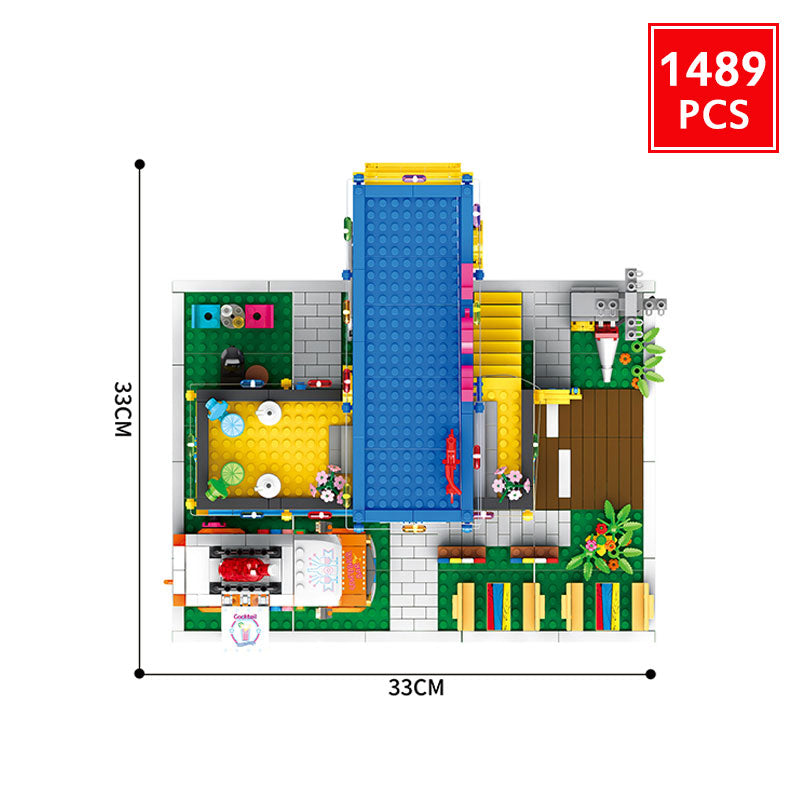 JUHANG 86016 1489pcs Building Blocks Container Bar Set - Creative Construction Toy for Kids & Adults, Perfect for Home Decor, Party Centerpiece & Collectors Display