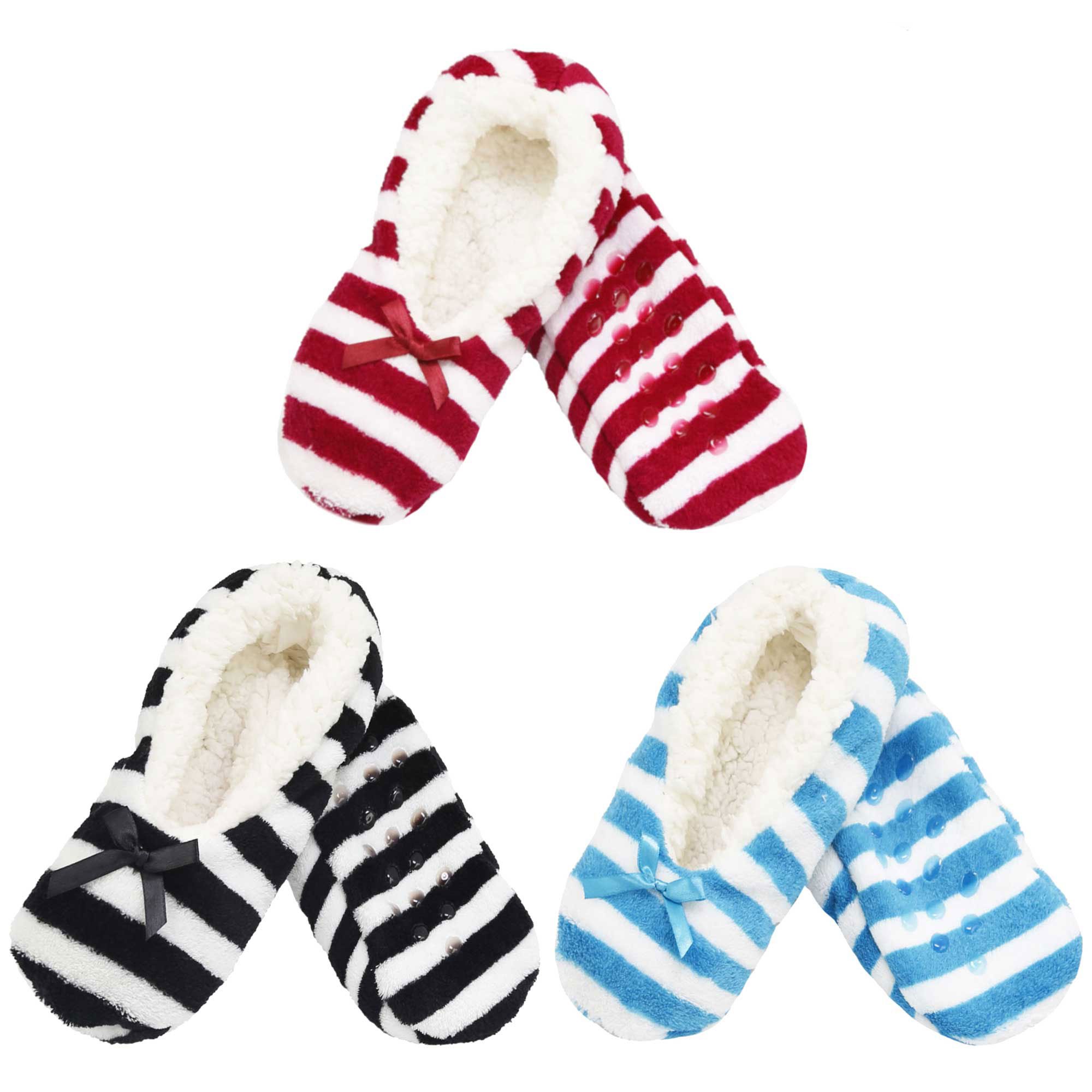 BambooMN Super Soft Warm Cozy Fuzzy Slippers for Adults - Medium/Large Size - Non-Slip Indoor Home & Travel Slipper Socks - Perfect for Lounging, Relaxing & Cold Weather Comfort