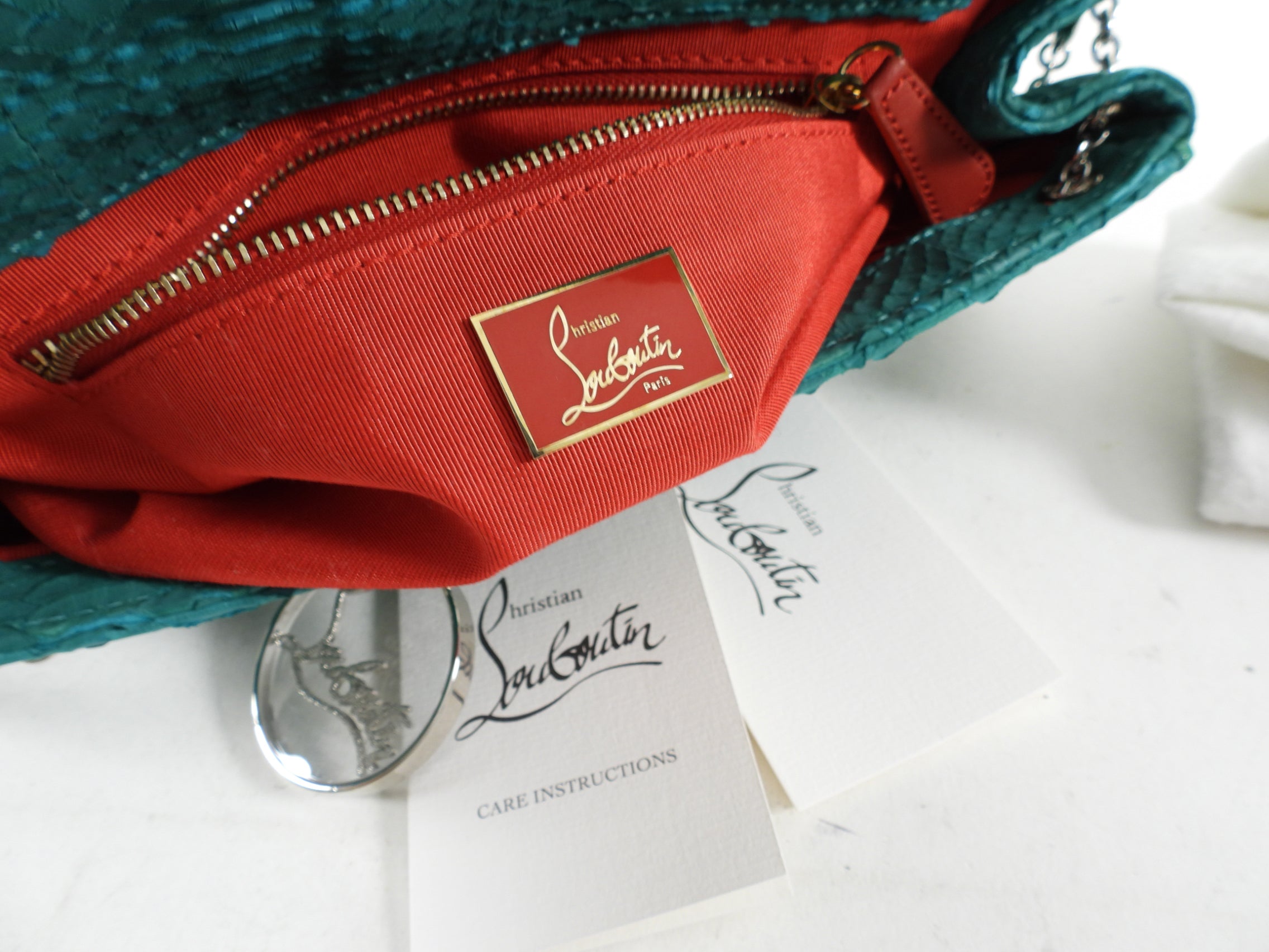 Christian Louboutin Green Exotic Riviera Clutch Bag - Luxury Designer Handbag for Women - Perfect for Evening Parties & Special Occasions