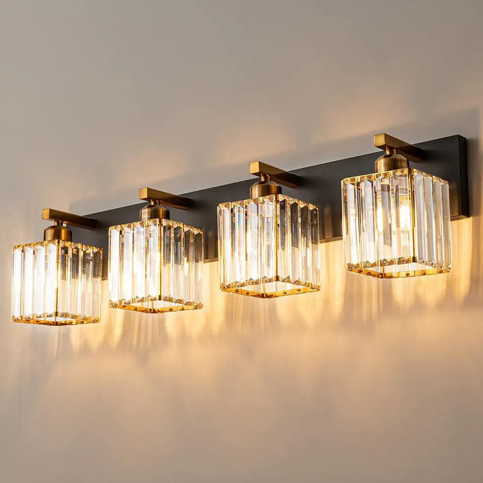 Elegant Gold Crystal Wall Sconces for Bathroom - Modern Vanity Lighting for Spa, Powder Room & Home Decor