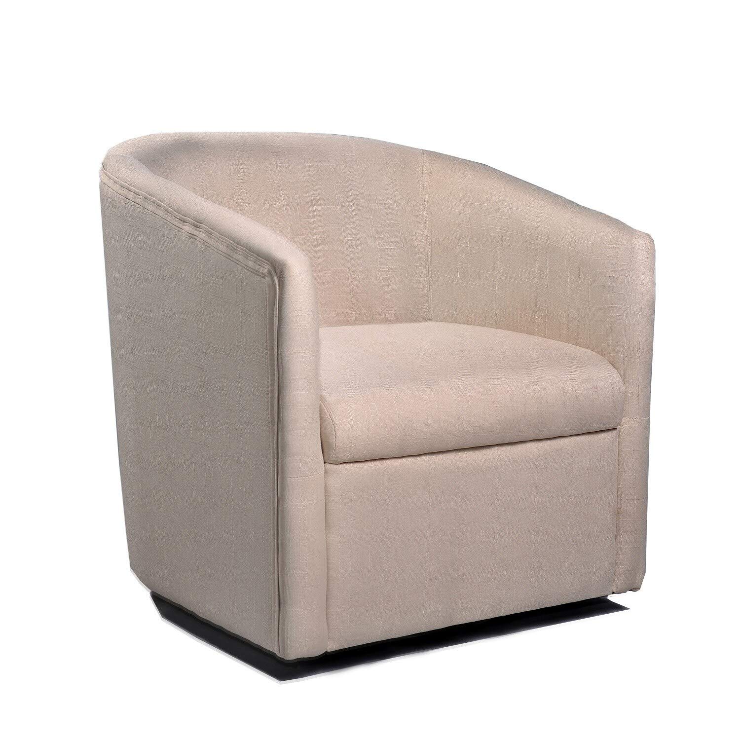 Madge Grey/Beige Contemporary Swivel Accent Chair - Fabric, Foam & Wood Construction - Modern Living Room Furniture for Home Office & Lounge