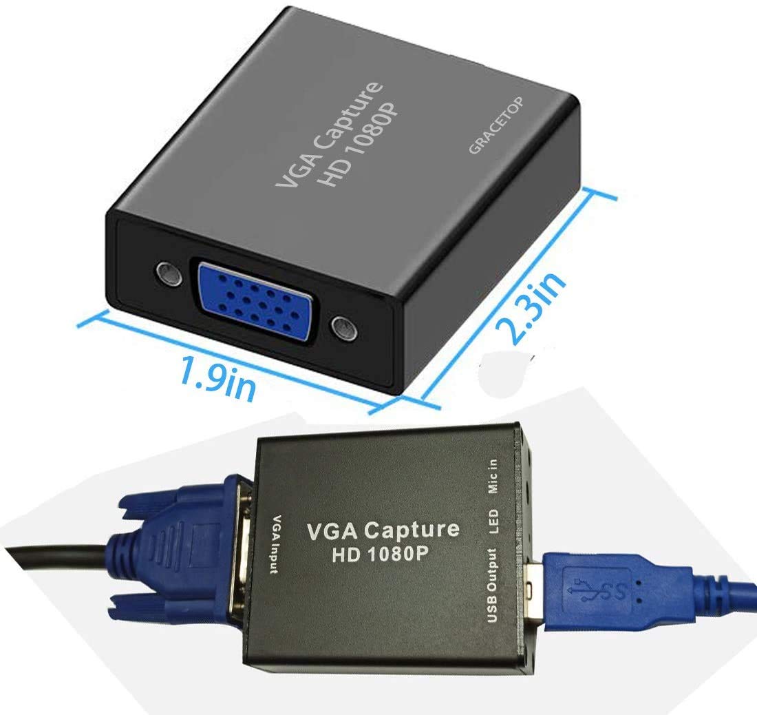 HD Video Capture Card - VGA to USB Converter for Gaming, Live Streaming, Online Teaching & Video Conferencing | Record Gameplay, Stream Content & Teach Remotely