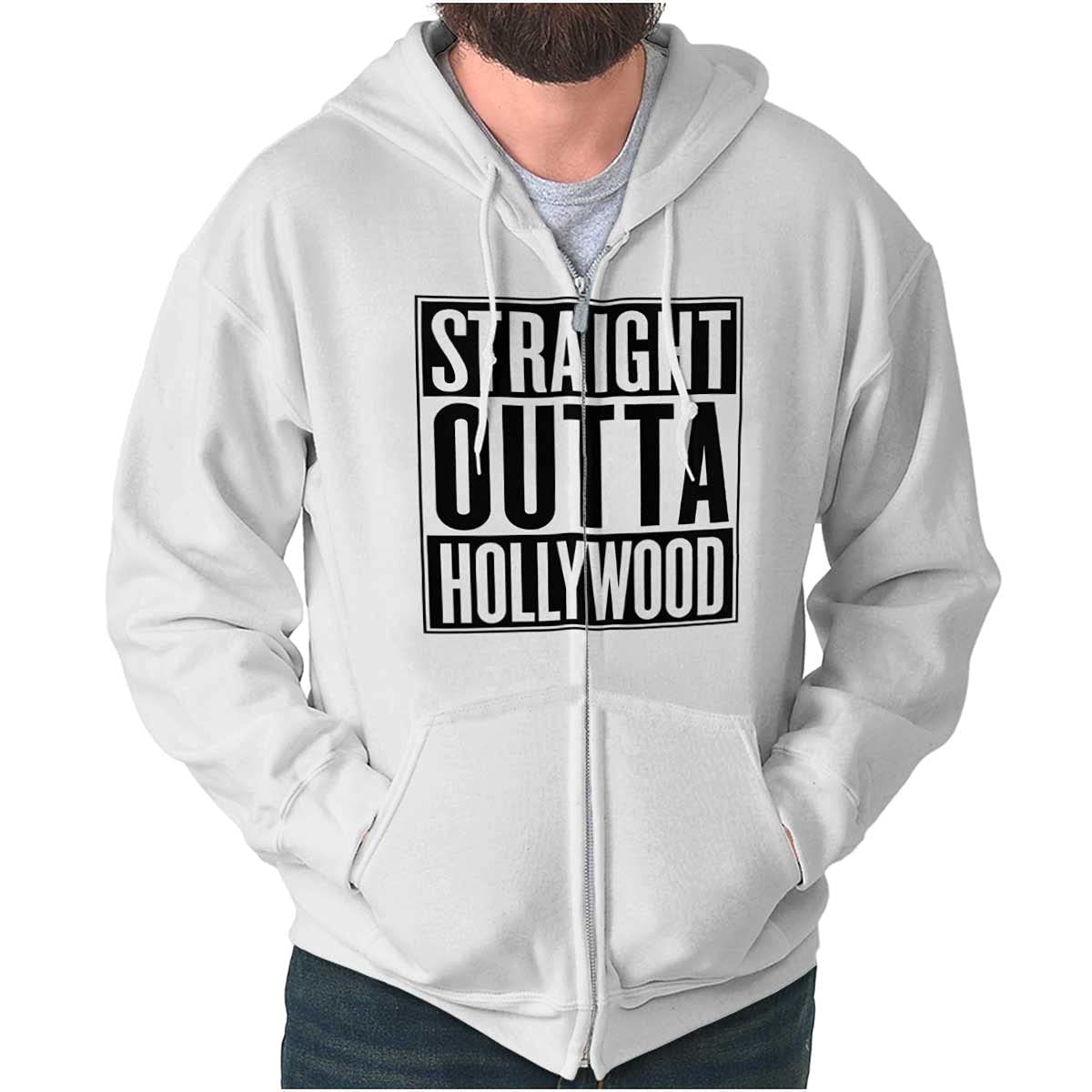 Straight Outta Hollywood Florida Zip Up Hoodie for Men & Women - Stylish Unisex Pullover for Casual Wear, Street Fashion & Florida Souvenirs