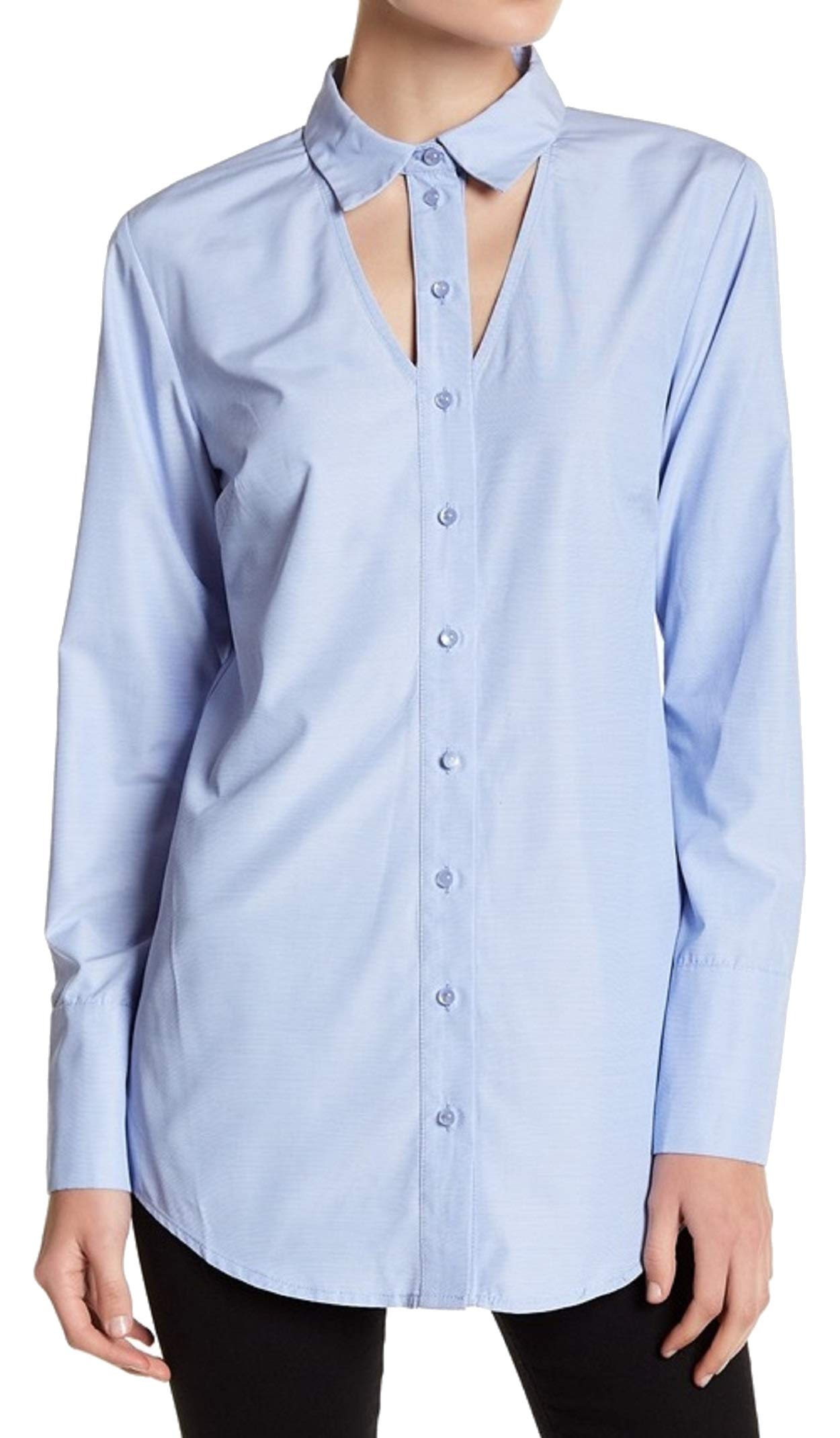 Women's Open V-Neck Tunic Blouse - Blue Small Size - Casual Office Wear & Summer Outfit Essential