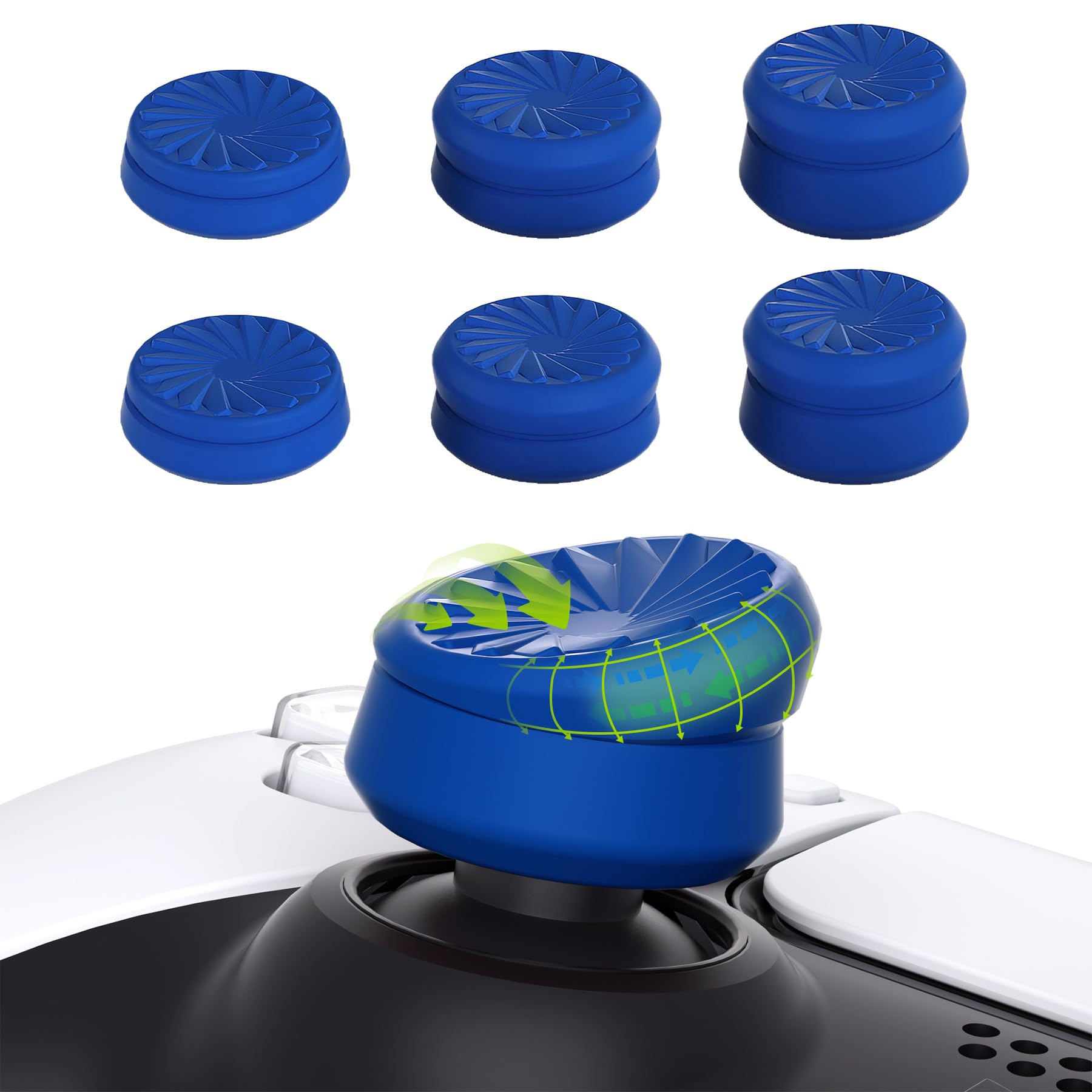 PlayVital 3 Height Thumbstick Caps for PS5, PS4, Xbox Core Wireless Controller, Xbox One, Elite Series 2 & Switch Pro - Blue Turbine Design - Enhanced Grip & Comfort for Gaming - Perfect for FPS, Racing & Long Gaming Sessions